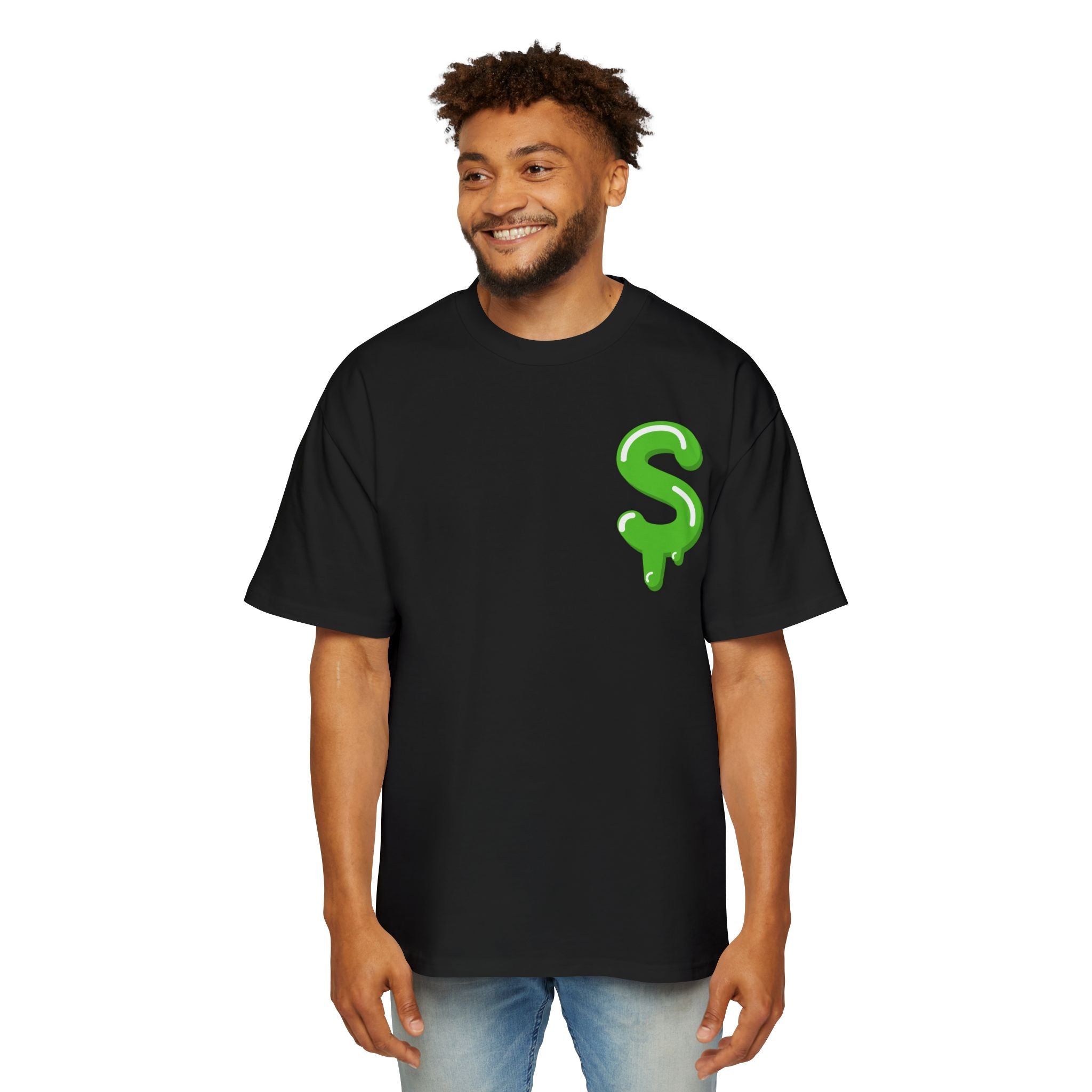 The Slime Shop Heavy Oversized Tee — Black / Green Slime Sircle