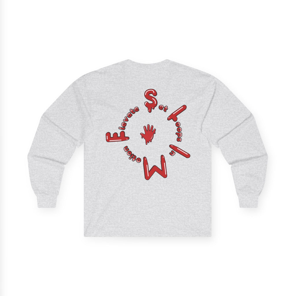 The Slime Shop Ultra Cotton Long-Sleeve Tee — Royal Blue / Red Slime Sircle