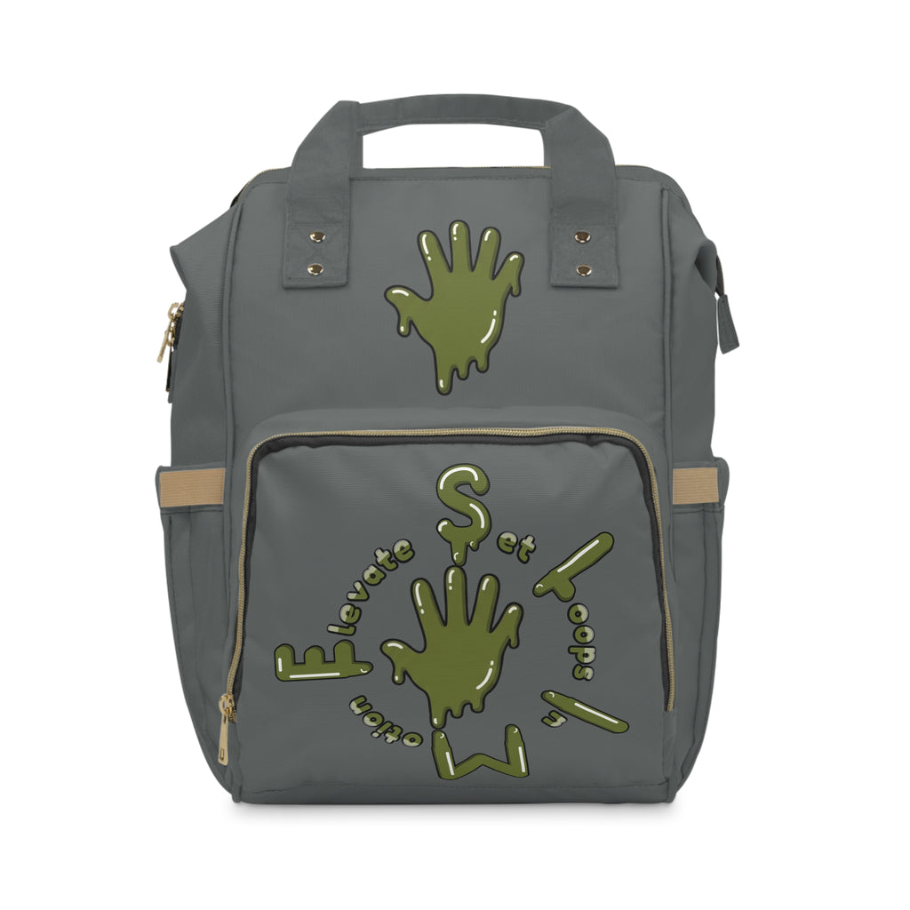 The Slime Shop Diaper Backpack — Gray / Olive Slime Sircle