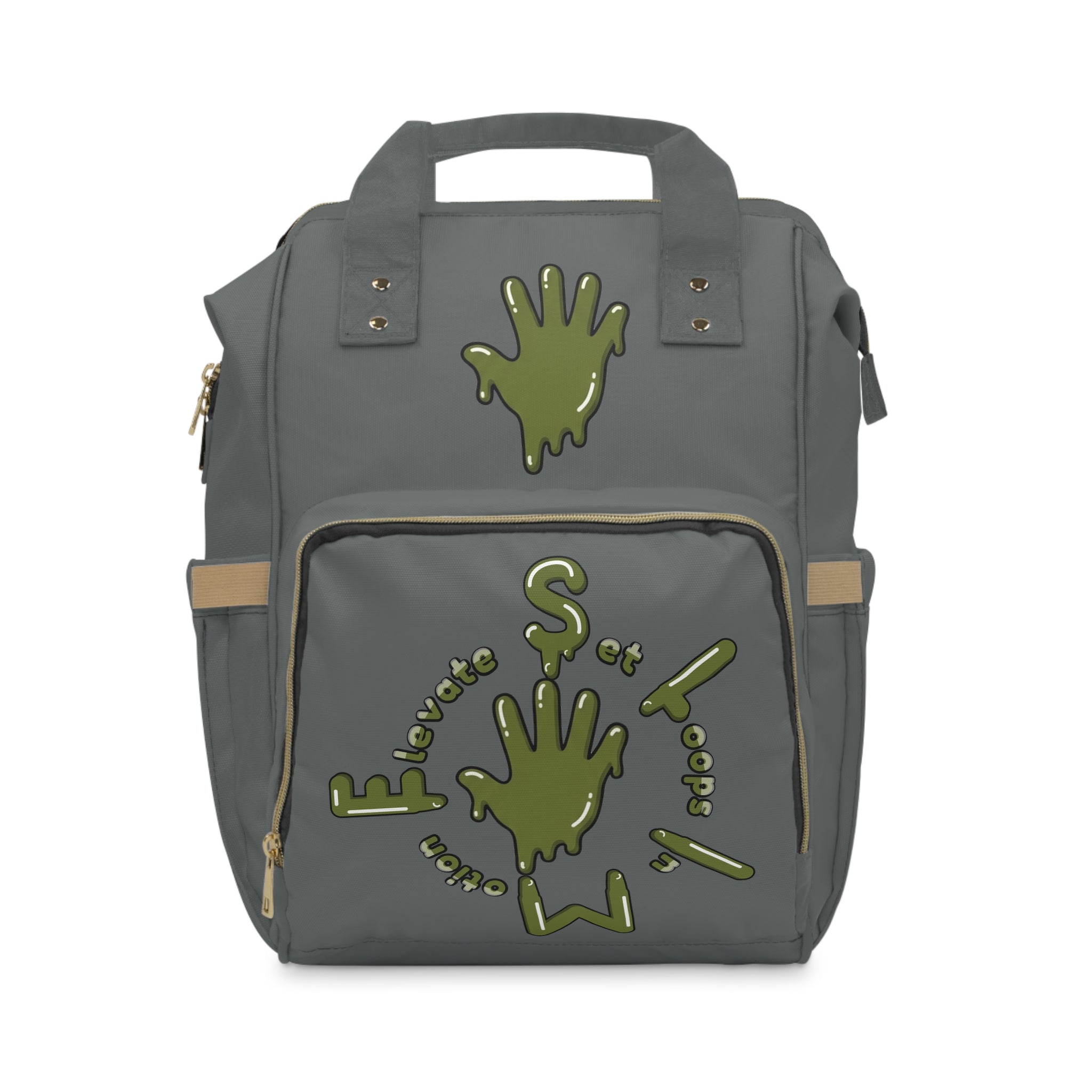The Slime Shop Diaper Backpack — Gray / Olive Slime Sircle