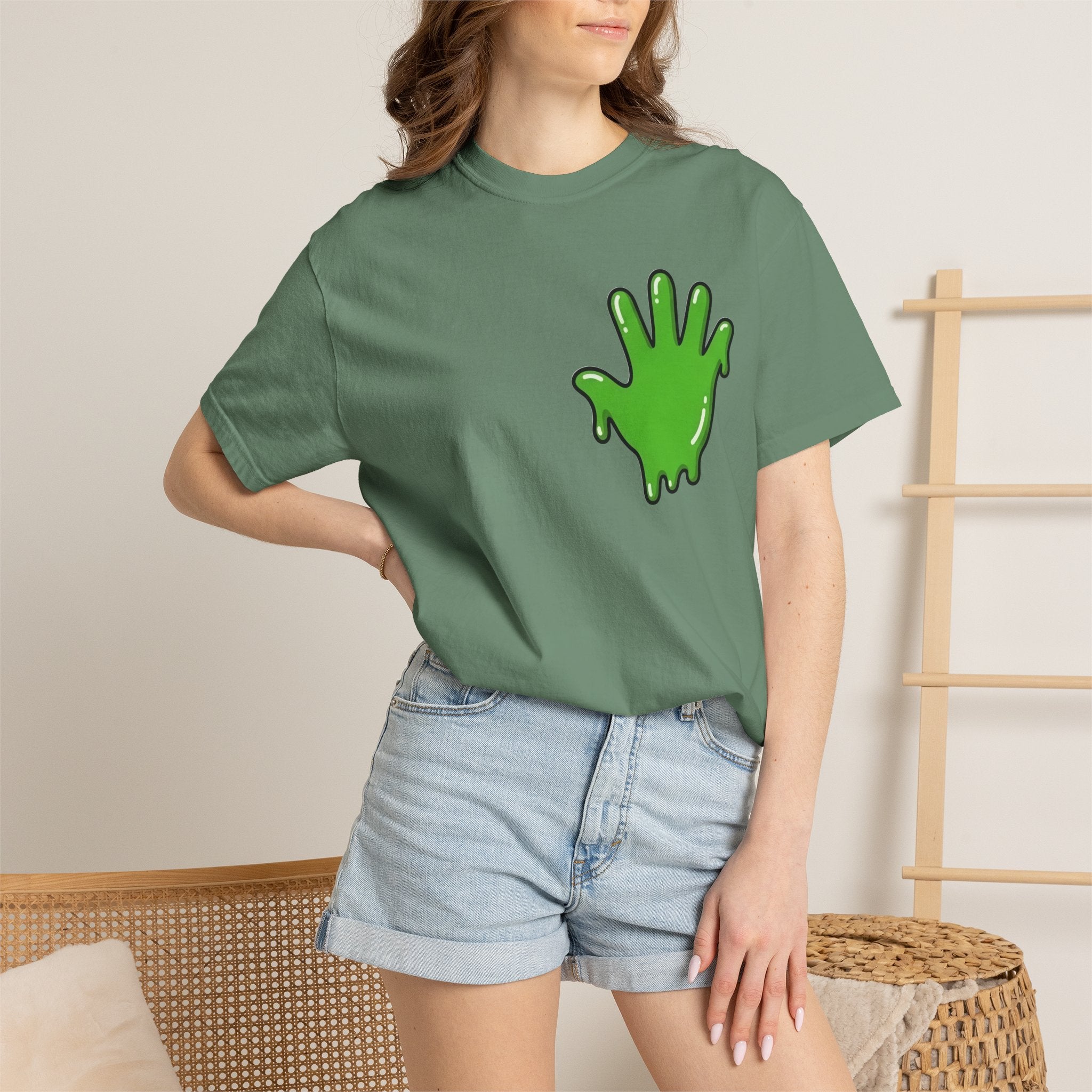 The Slime Shop Signature Tee — White / Green Slime In 5