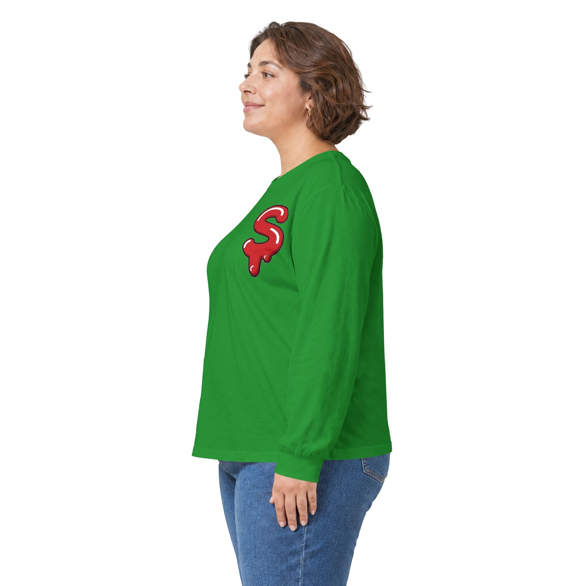 The Slime Shop Ultra Cotton Long-Sleeve Tee — Royal Blue / Red Slime Sircle