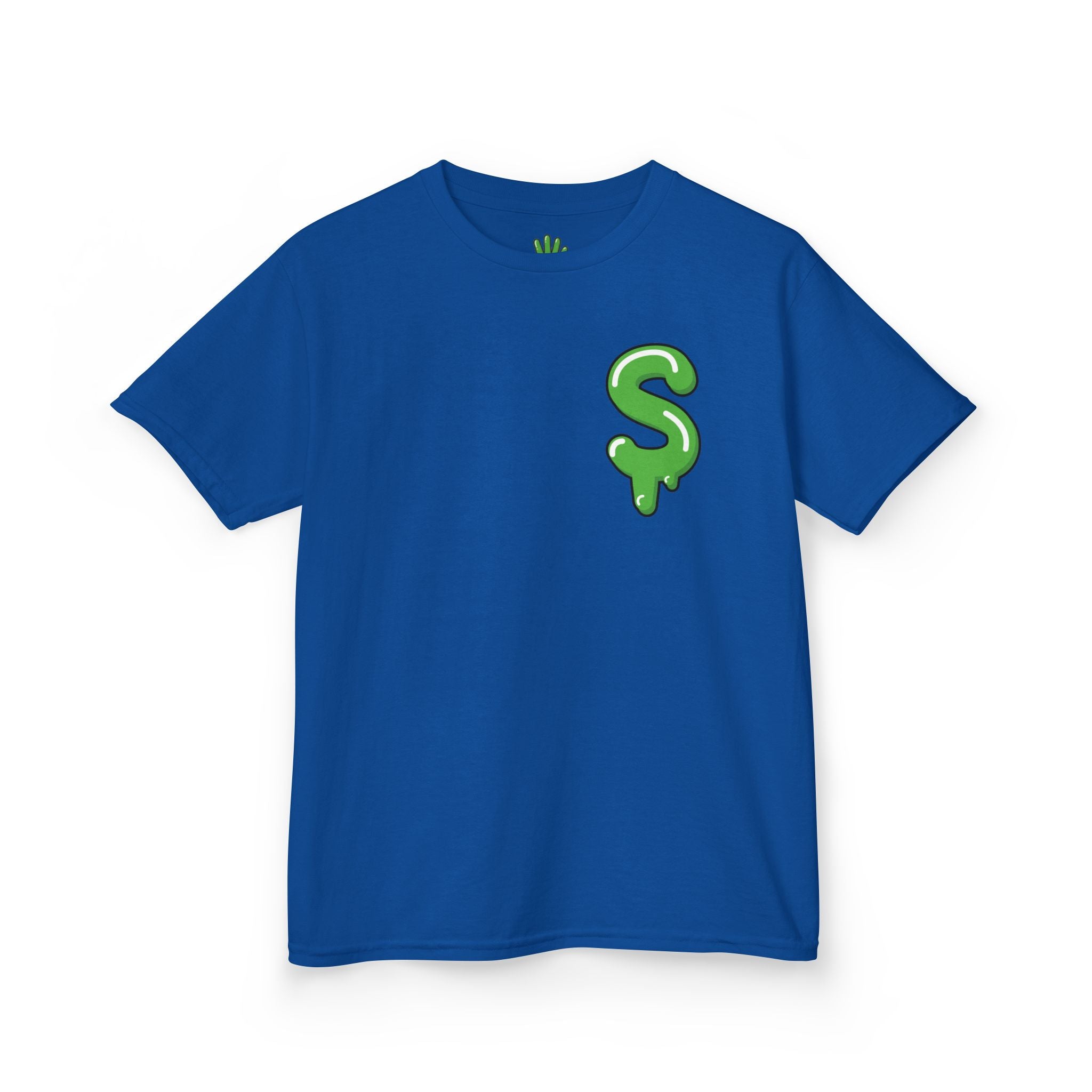 The Slime Shop Kids Tee — Royal Blue / Green Slime Sircle