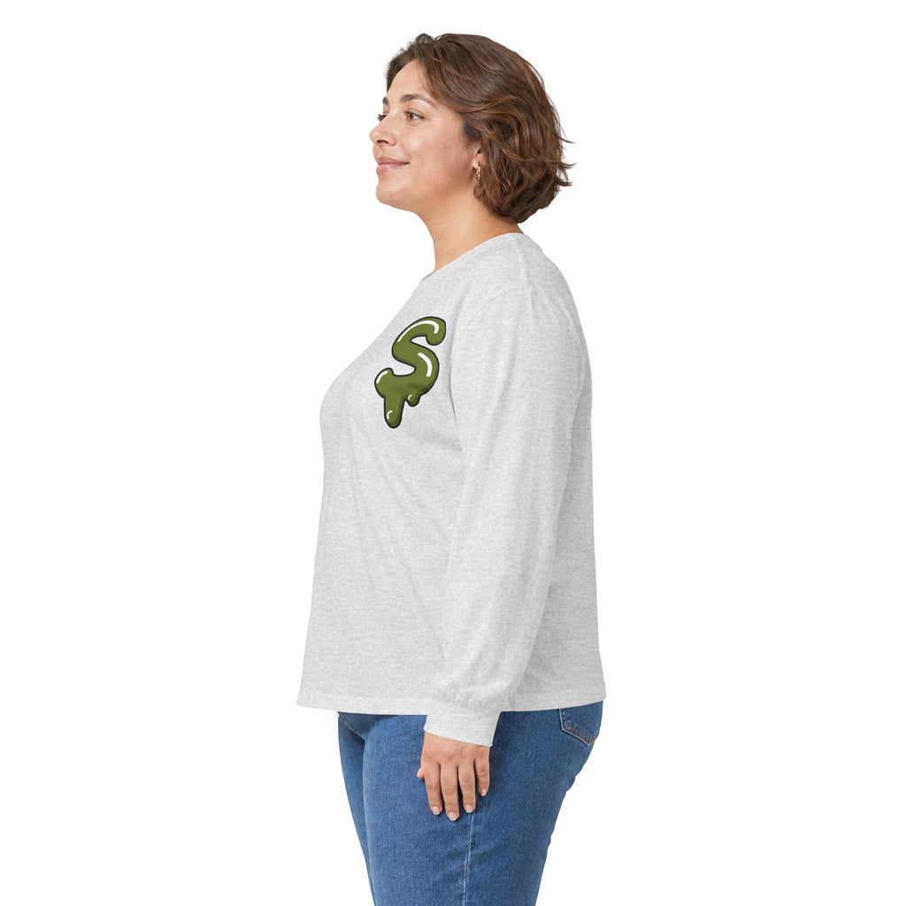The Slime Shop Ultra Cotton Long-Sleeve Tee — Dark Heather / Olive Slime Sircle