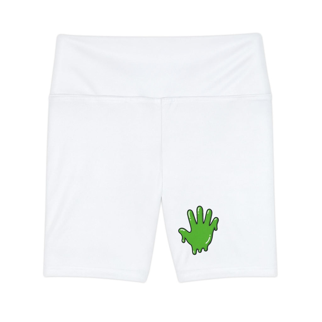 The Slime Shop Women's Workout Shorts — White / Green Slime In 5