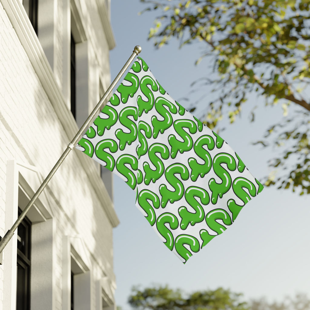 The Slime Shop Double Sided Flag — White / Green Slime S