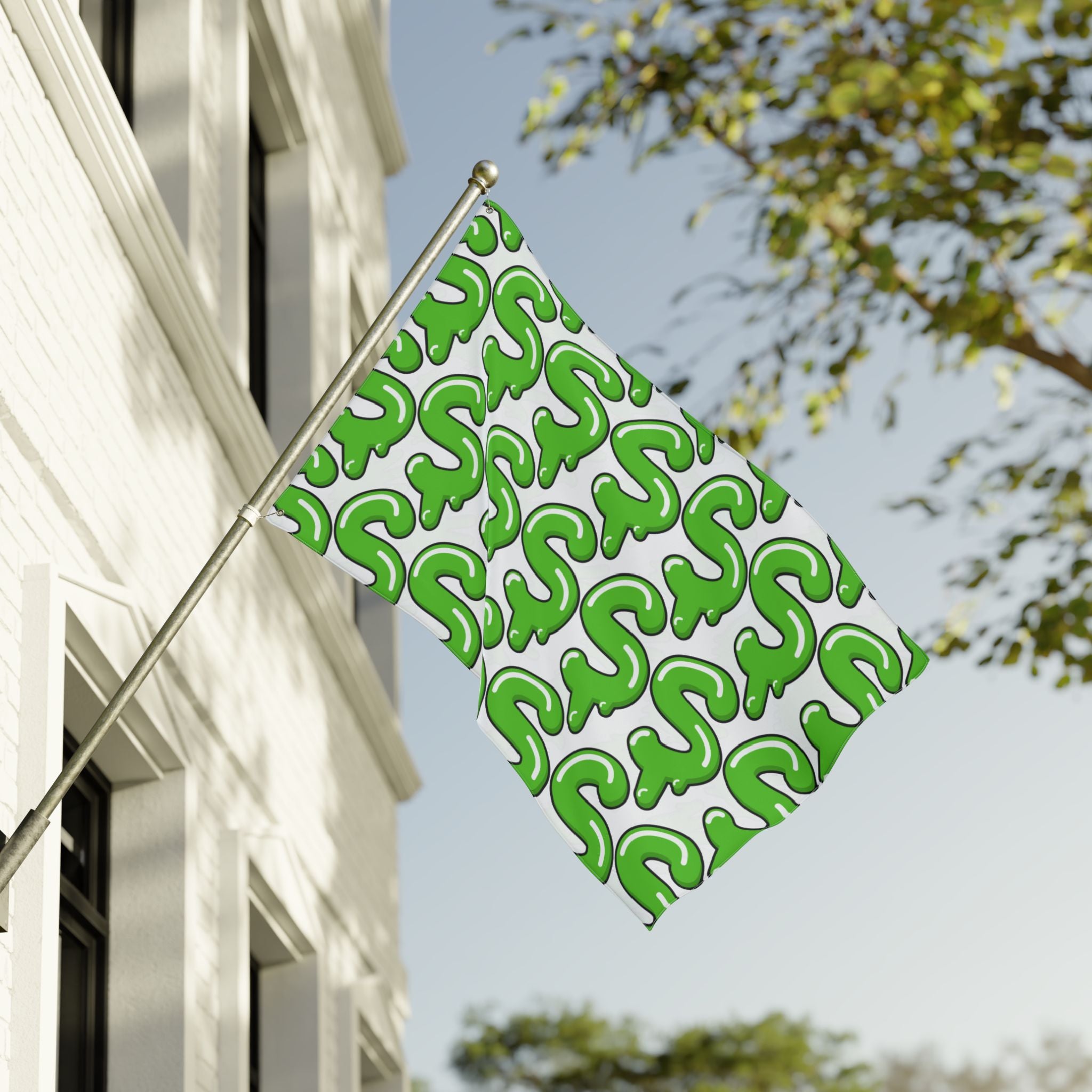 The Slime Shop Double Sided Flag — White / Green Slime S