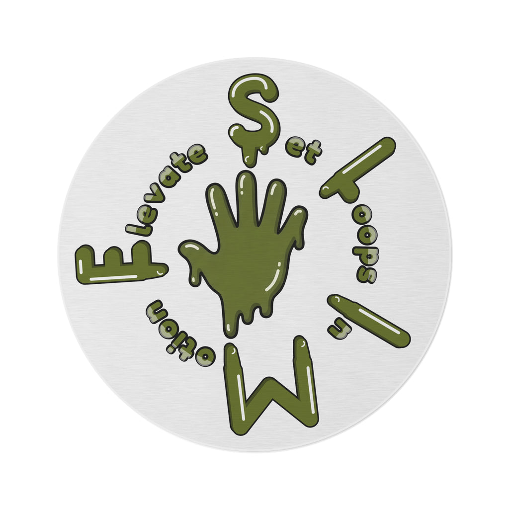 The Slime Shop Round Rug — Hand & Ring (Olive)