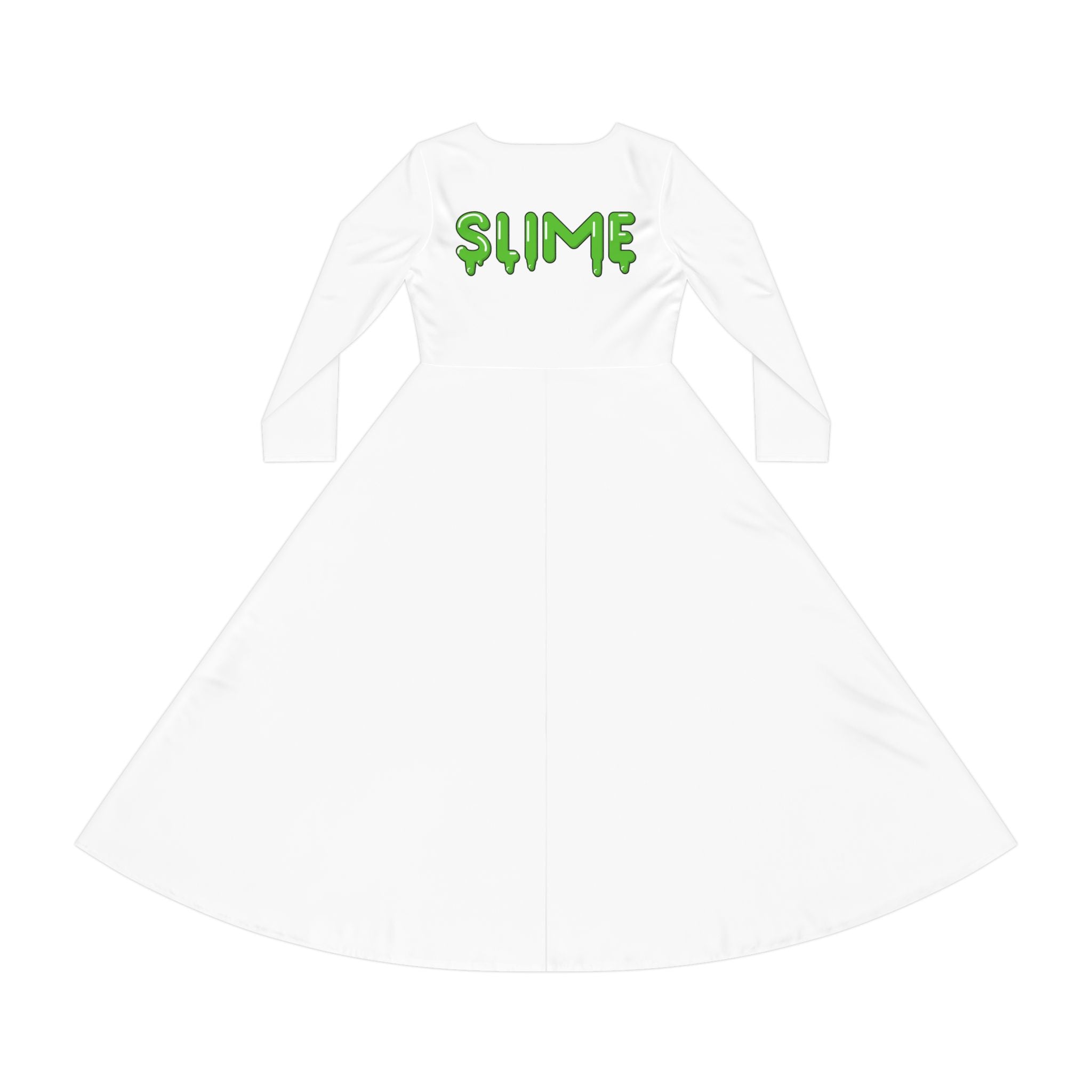 The Slime Shop Women's Long Sleeve Dance Dress — White / Green Slime In 5 (hand)