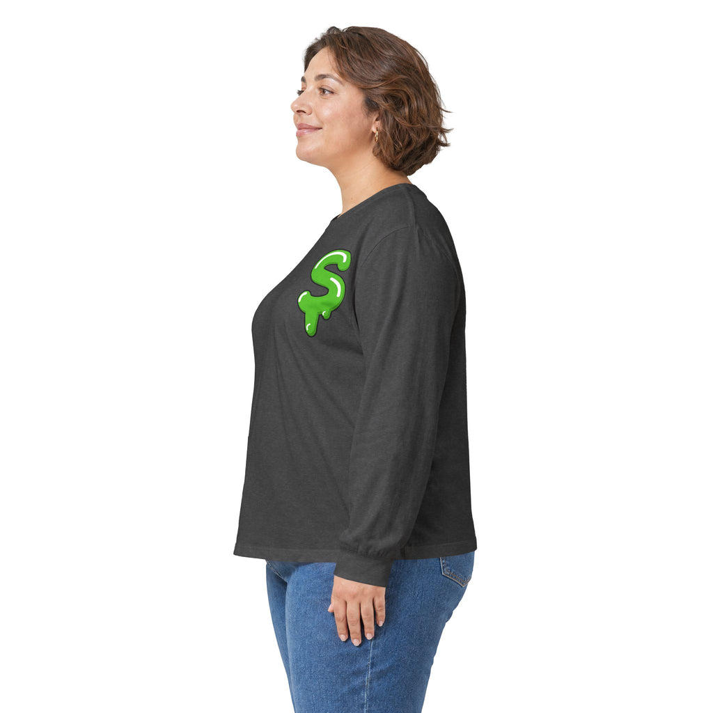 The Slime Shop Ultra Cotton Long-Sleeve Tee — Carolina Blue / Green Slime $