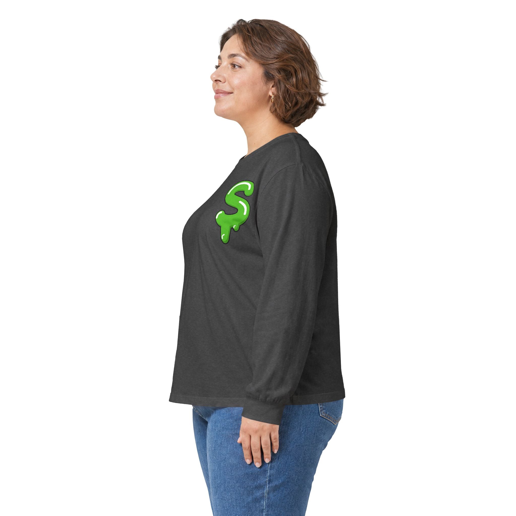 The Slime Shop Ultra Cotton Long-Sleeve Tee — Carolina Blue / Green Slime $