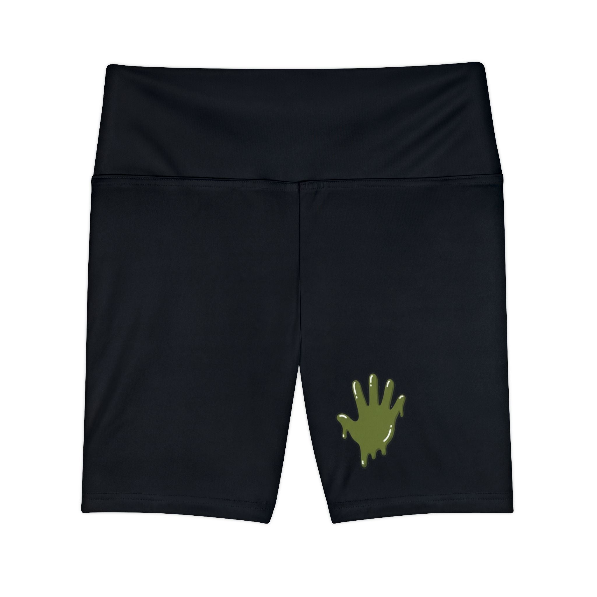 The Slime Shop Women's Workout Shorts — Black / Olive Slime In 5