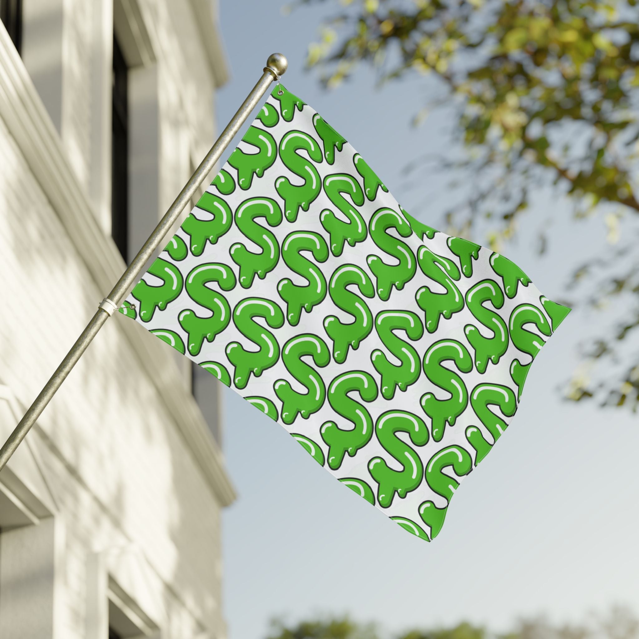 The Slime Shop Double Sided Flag — White / Green Slime S