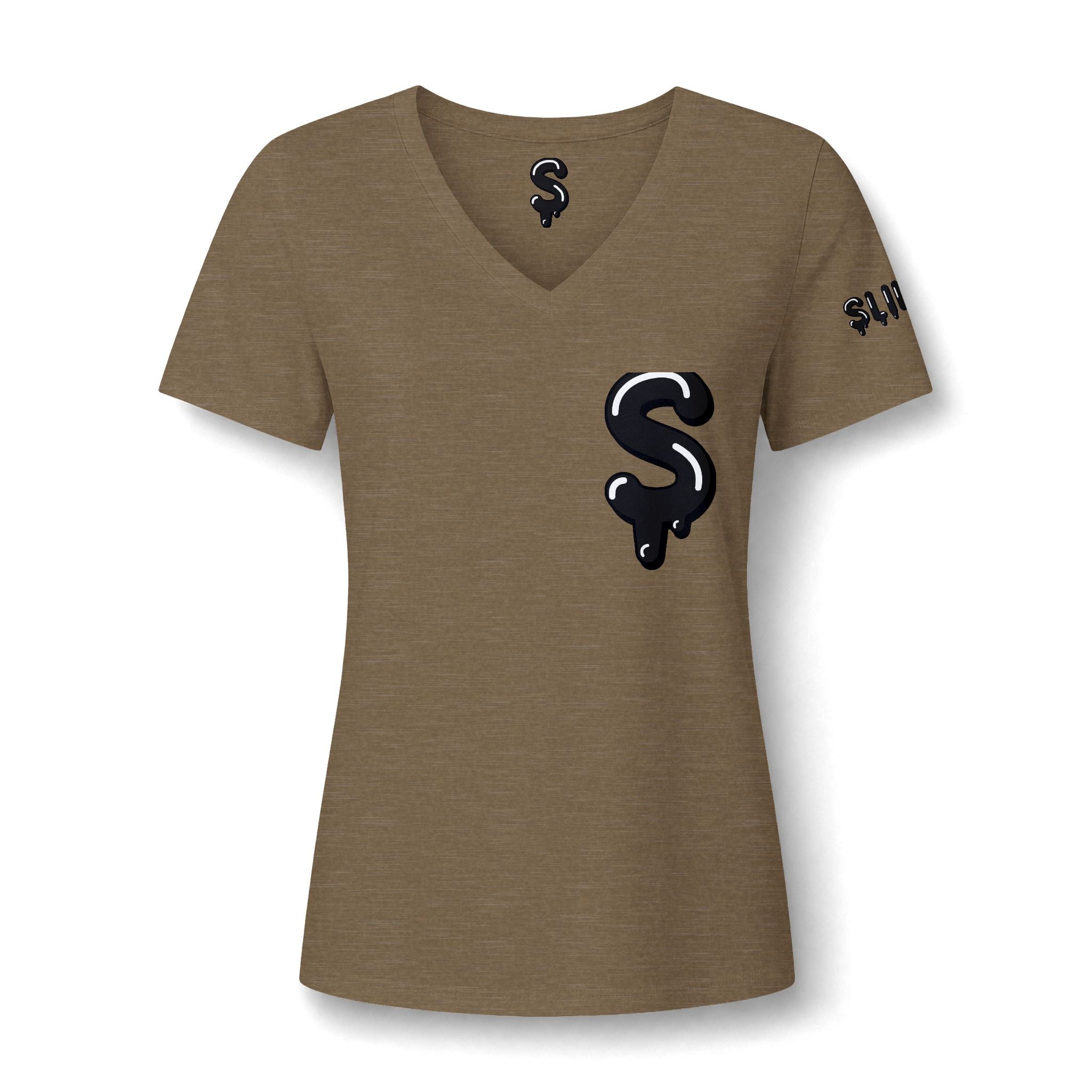 The Slime Shop Women's V-Neck Tee — White / Black Slime $