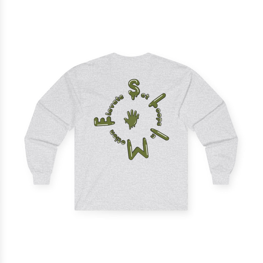 The Slime Shop Ultra Cotton Long-Sleeve Tee — Dark Heather / Olive Slime Sircle