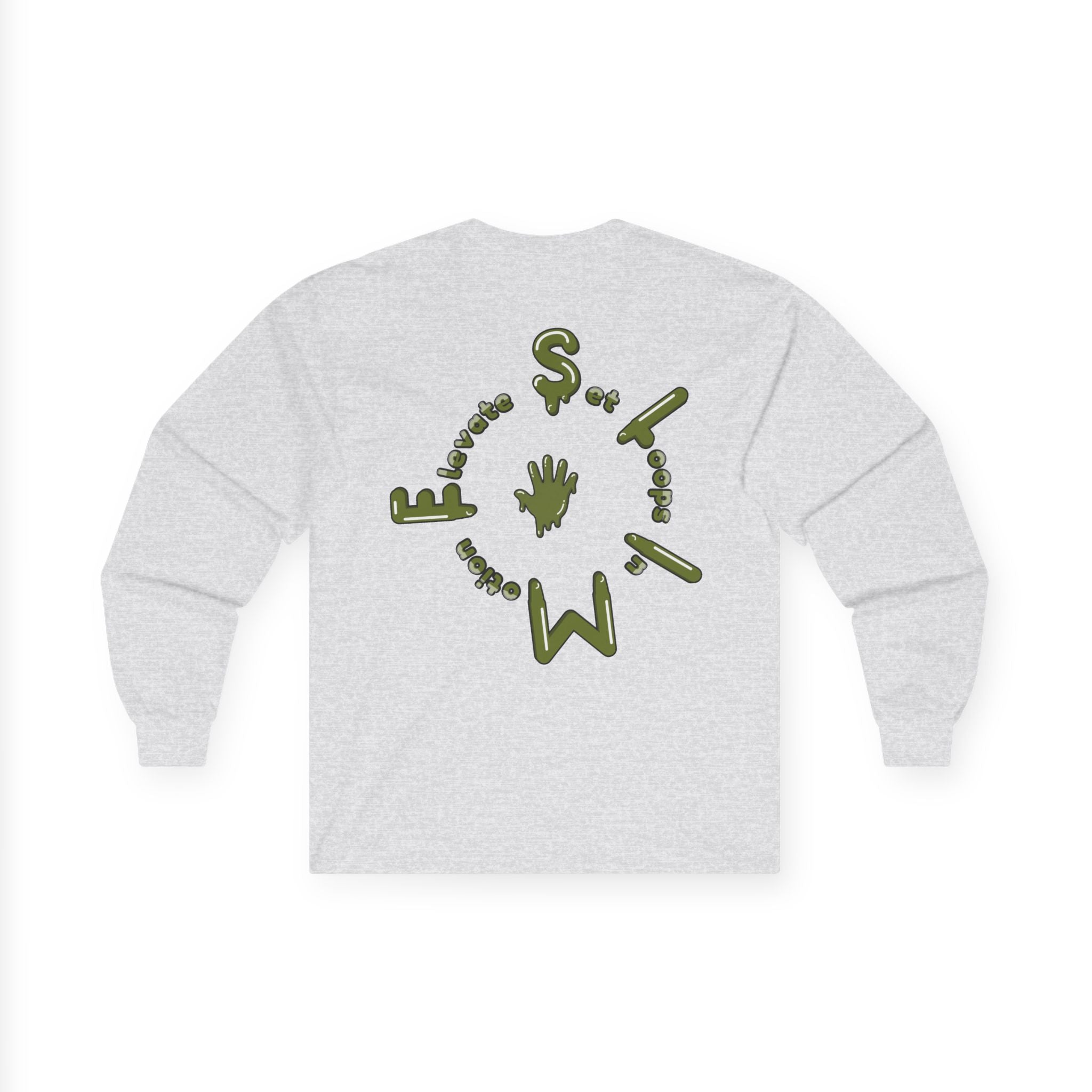 The Slime Shop Ultra Cotton Long-Sleeve Tee — Dark Heather / Olive Slime Sircle