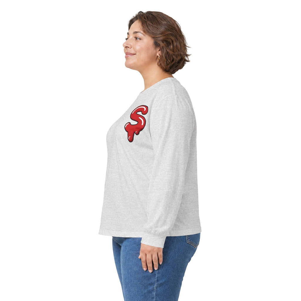 The Slime Shop Ultra Cotton Long-Sleeve Tee — Royal Blue / Red Slime Sircle