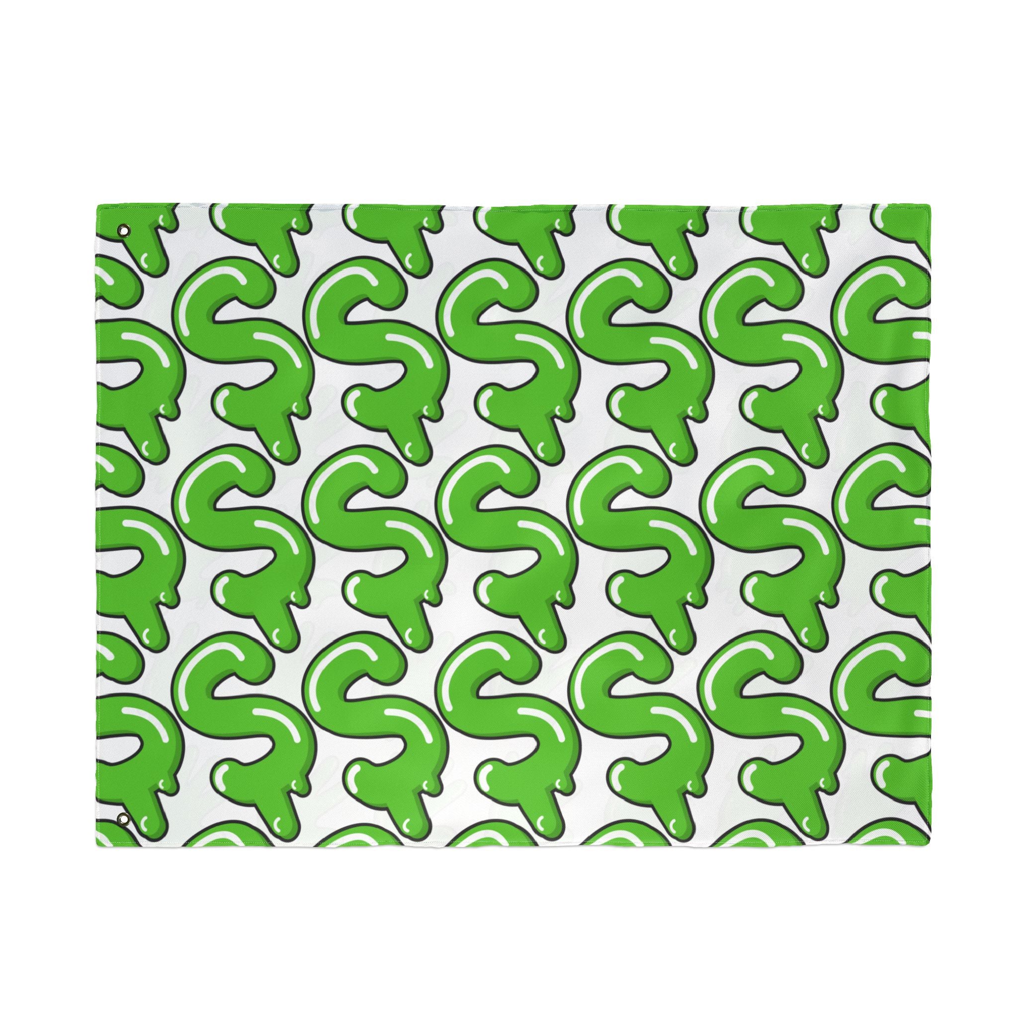 The Slime Shop Double Sided Flag — White / Green Slime $