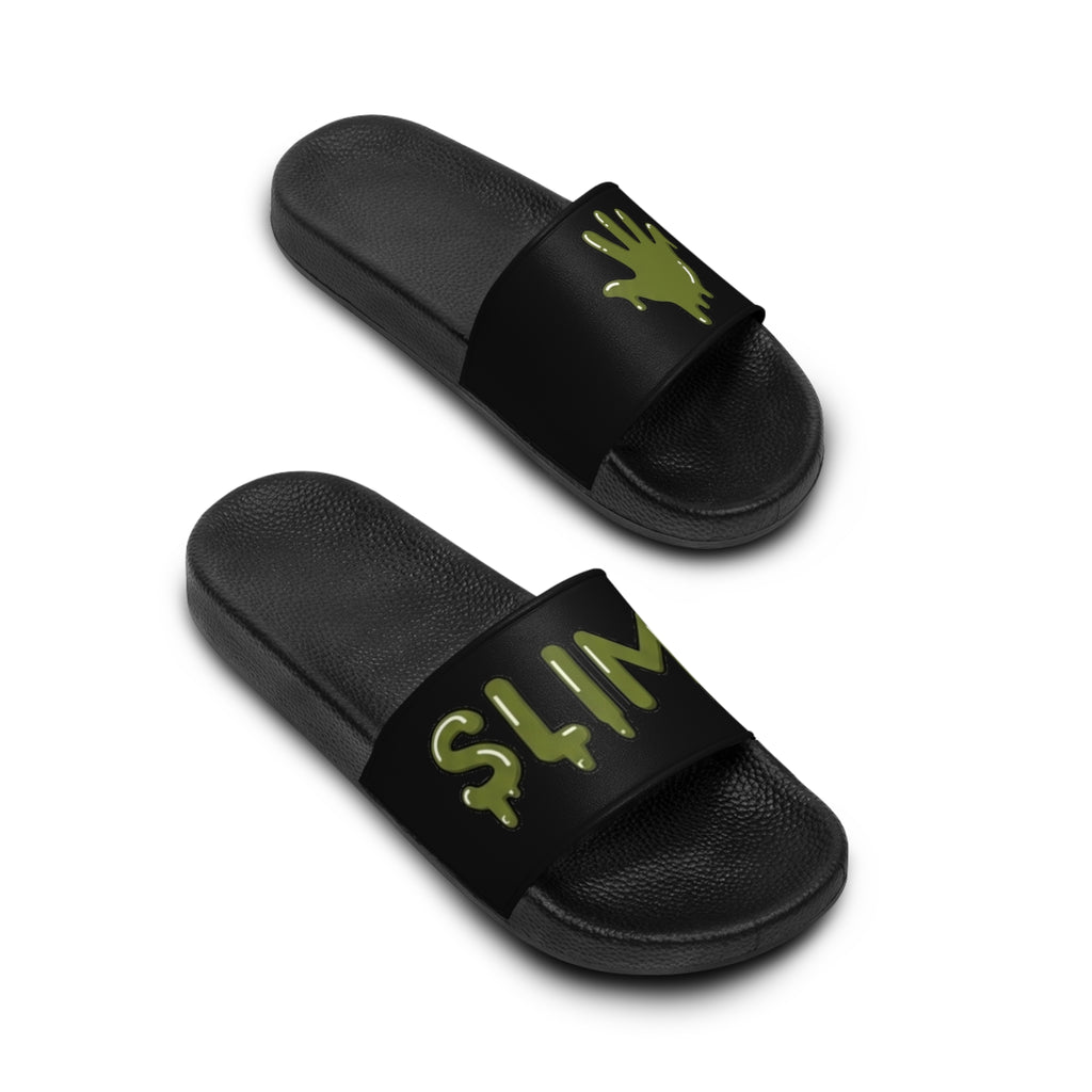 The Slime Shop Slides — Black / Olive Slime In 5