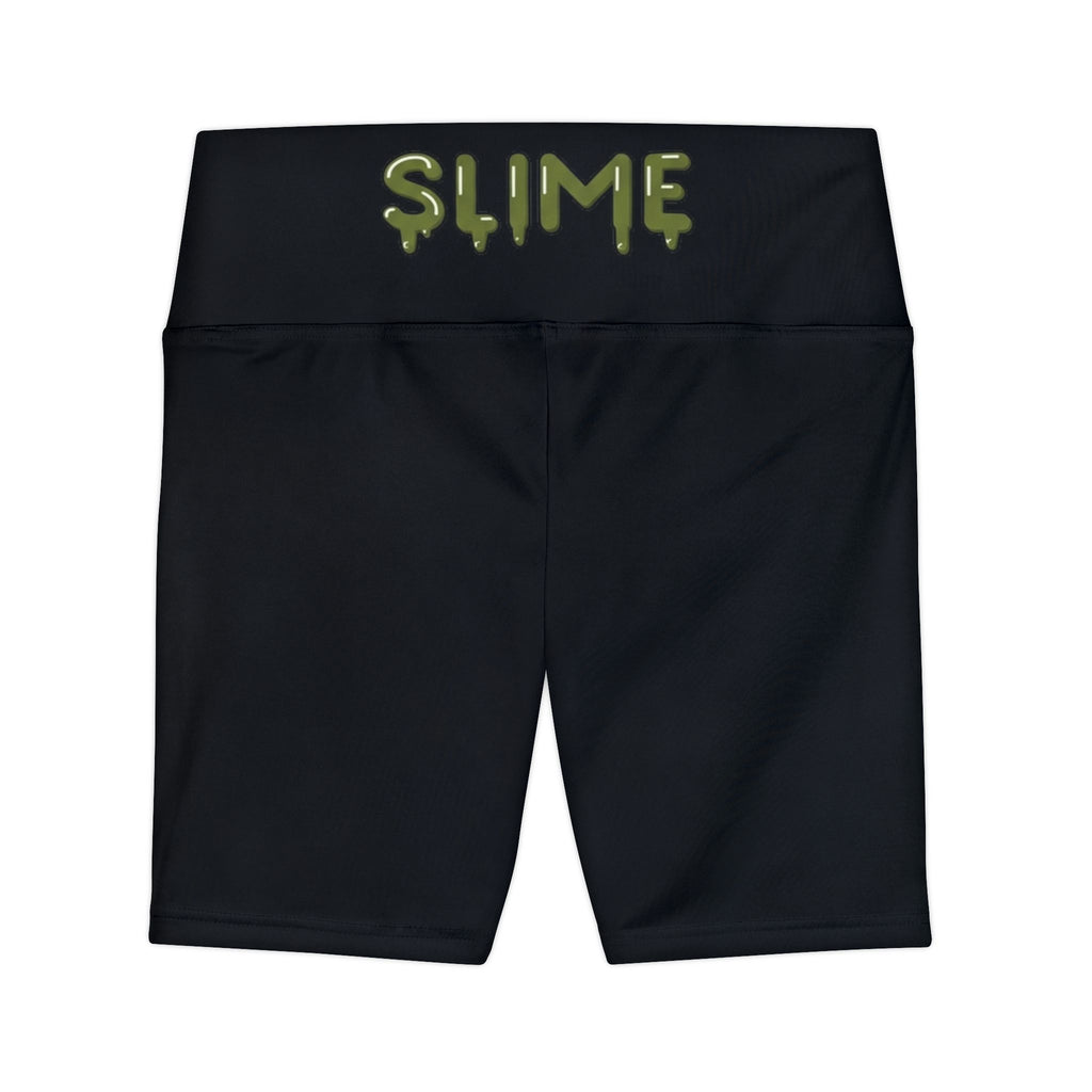 The Slime Shop Women's Workout Shorts — Black / Olive Slime In 5