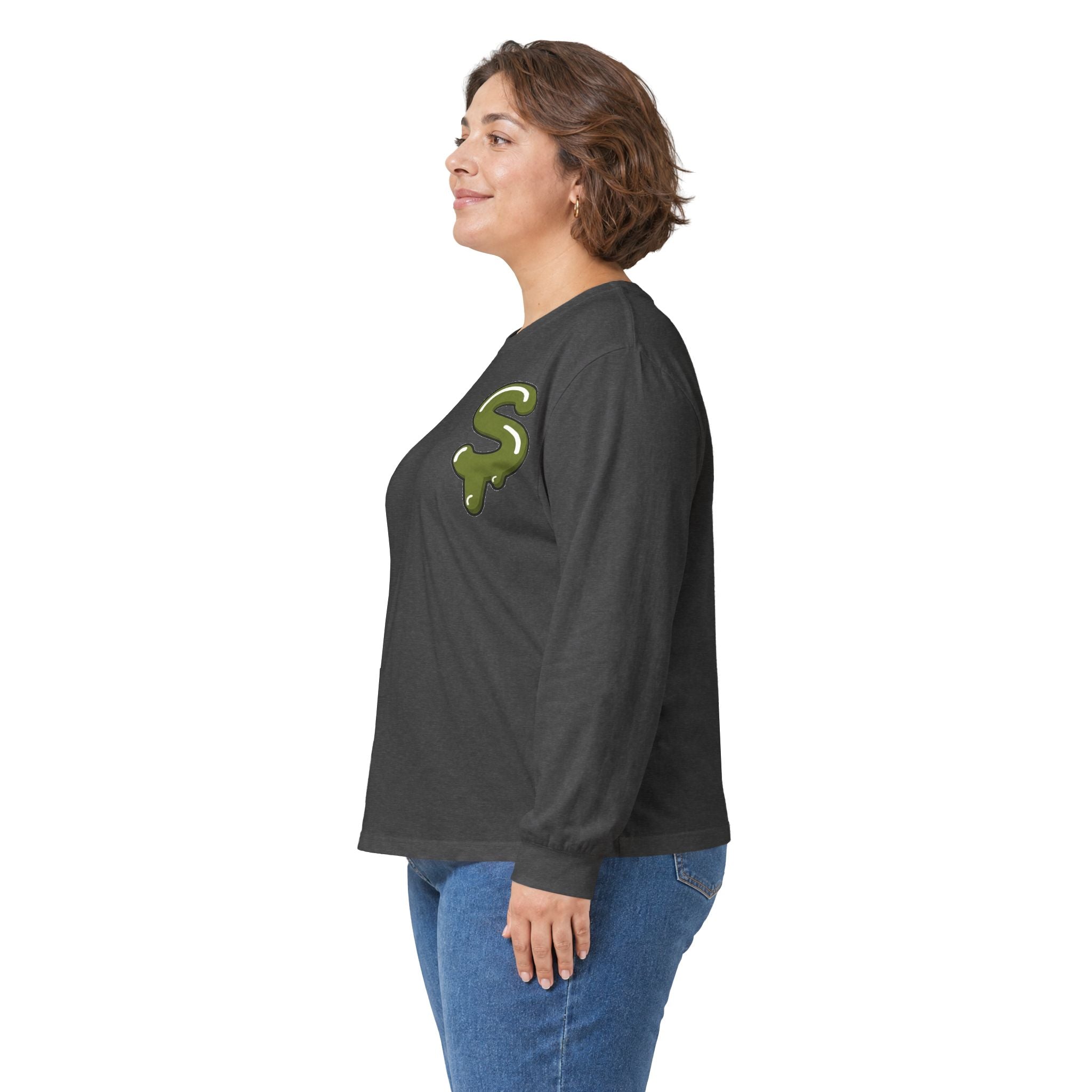 The Slime Shop Ultra Cotton Long-Sleeve Tee — Dark Heather / Olive Slime Sircle