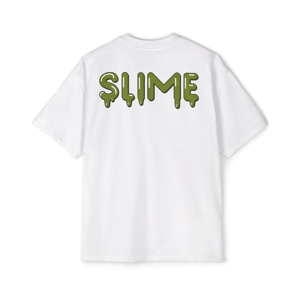 The Slime Shop Men's Oversized Tee — White / Olive SLIME
