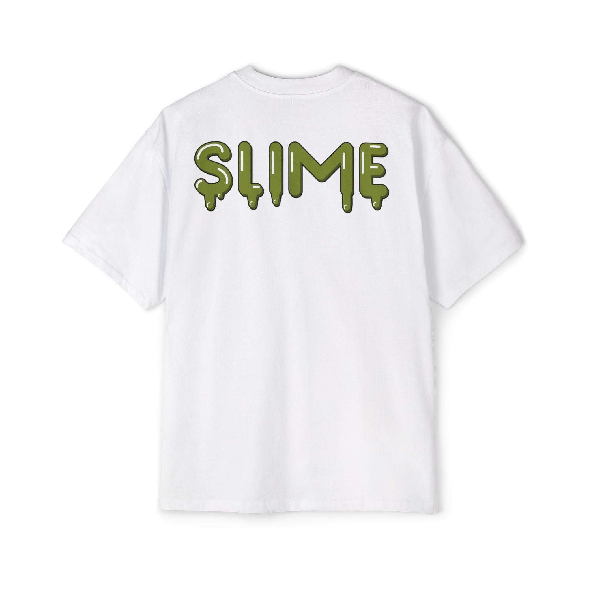 The Slime Shop Men's Oversized Tee — White / Olive SLIME