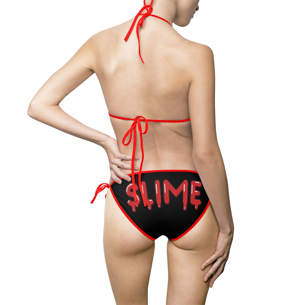 The Slime Shop Women's Bikini Swimsuit — Black / Green Slimeman Gzzz + Red Slime In 5