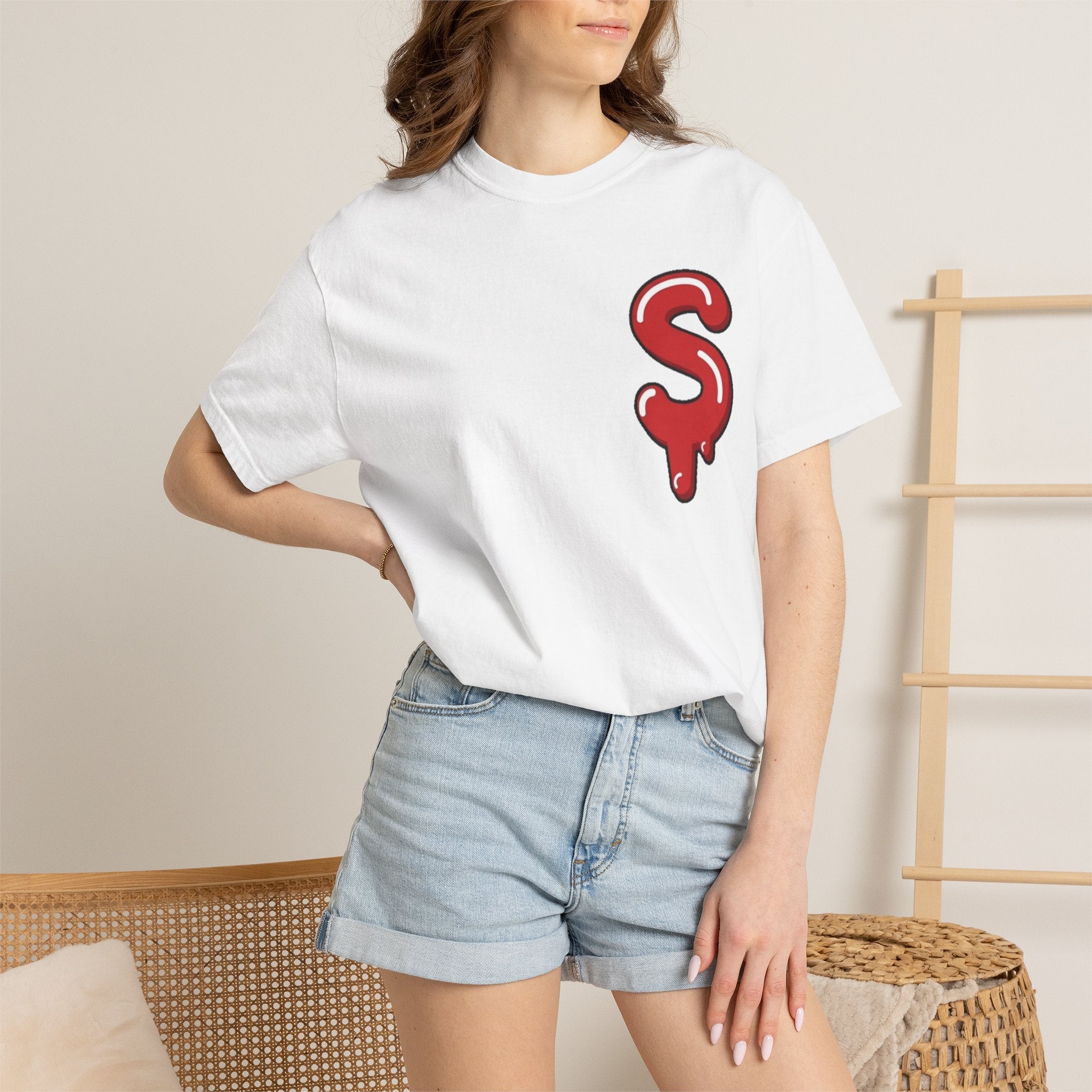 The Slime Shop Signature Tee — White / Red Slime-$