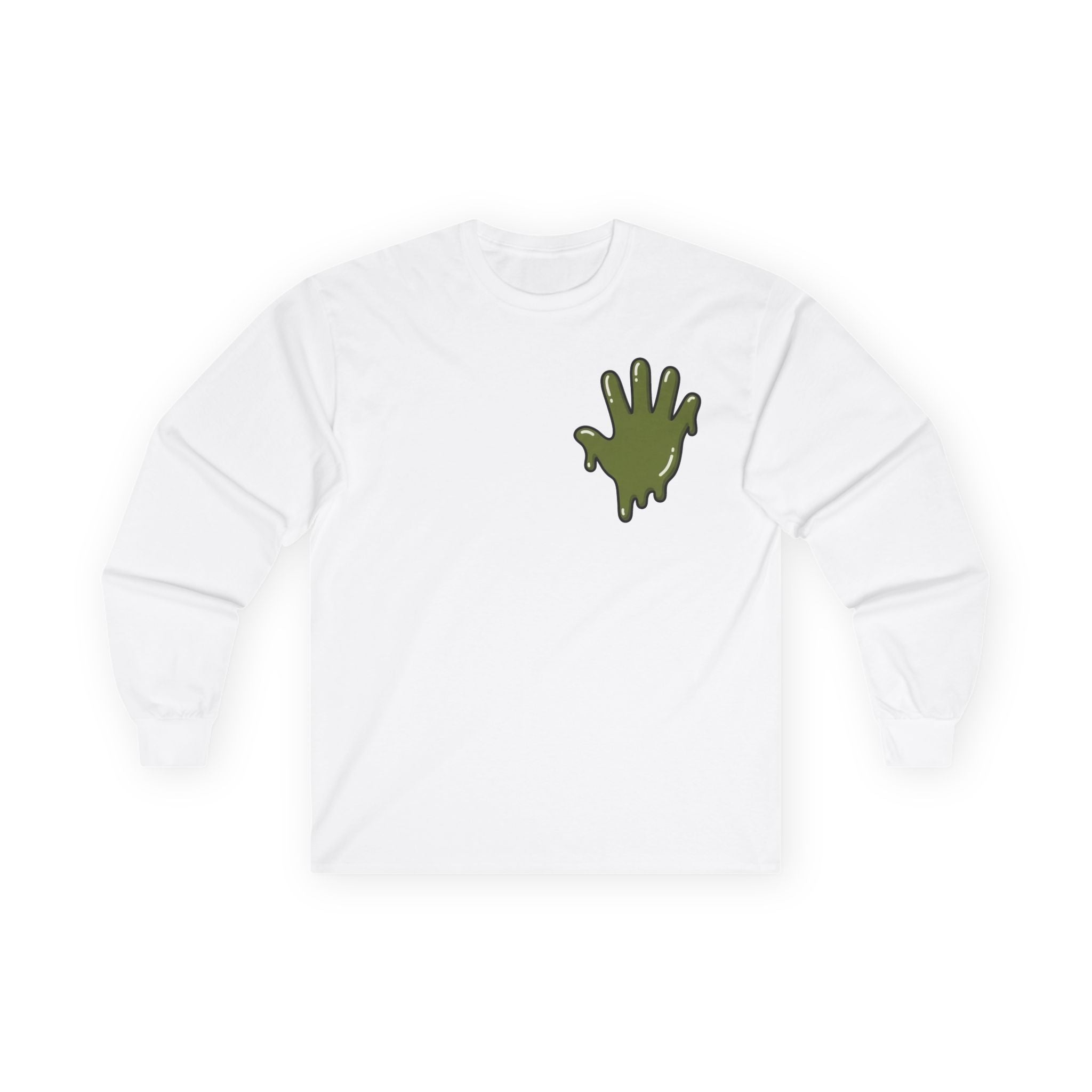 The Slime Shop Ultra Cotton Long-Sleeve — White / Olive Slime In 5