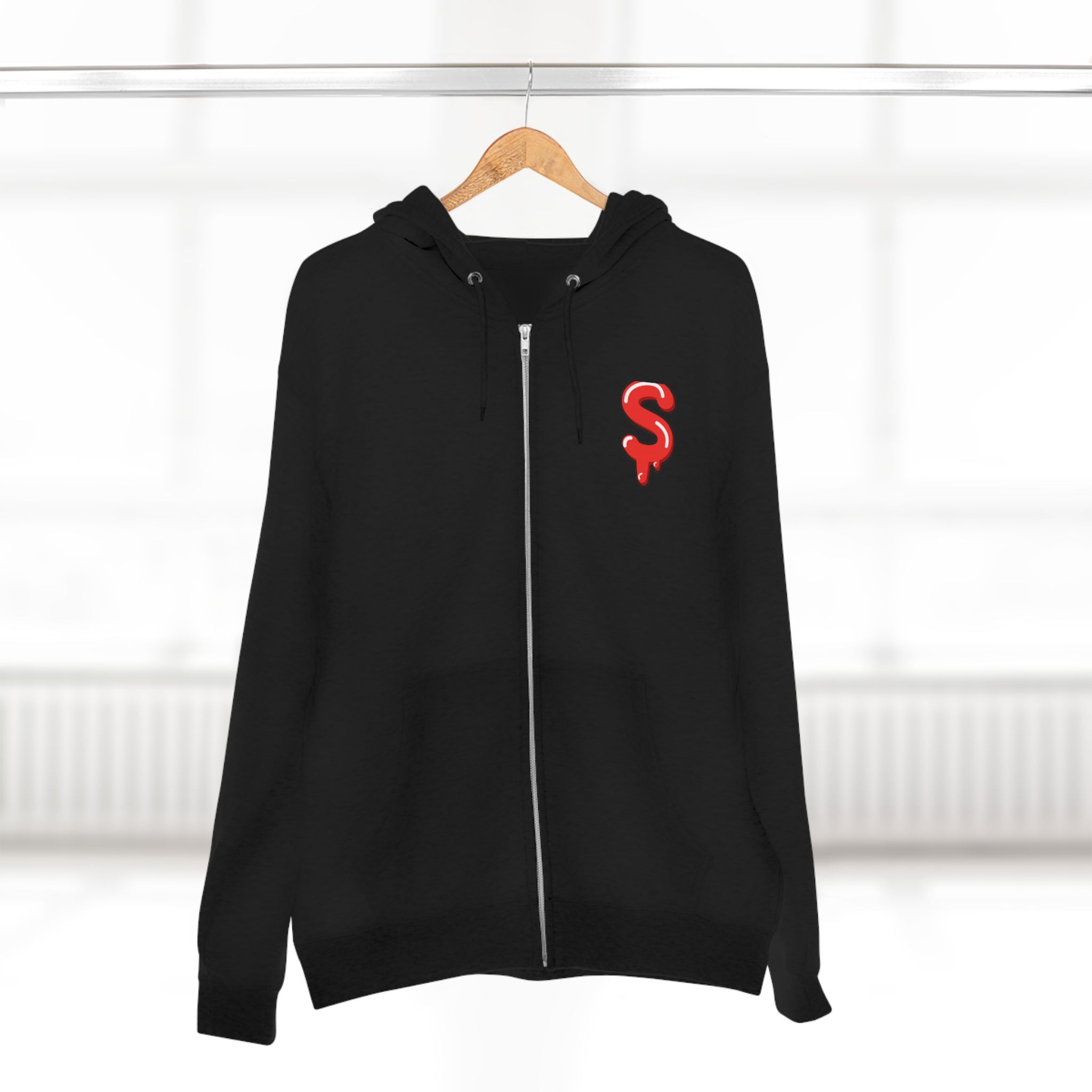 The Slime Shop Zip Hoodie — Heather / Red Slime $