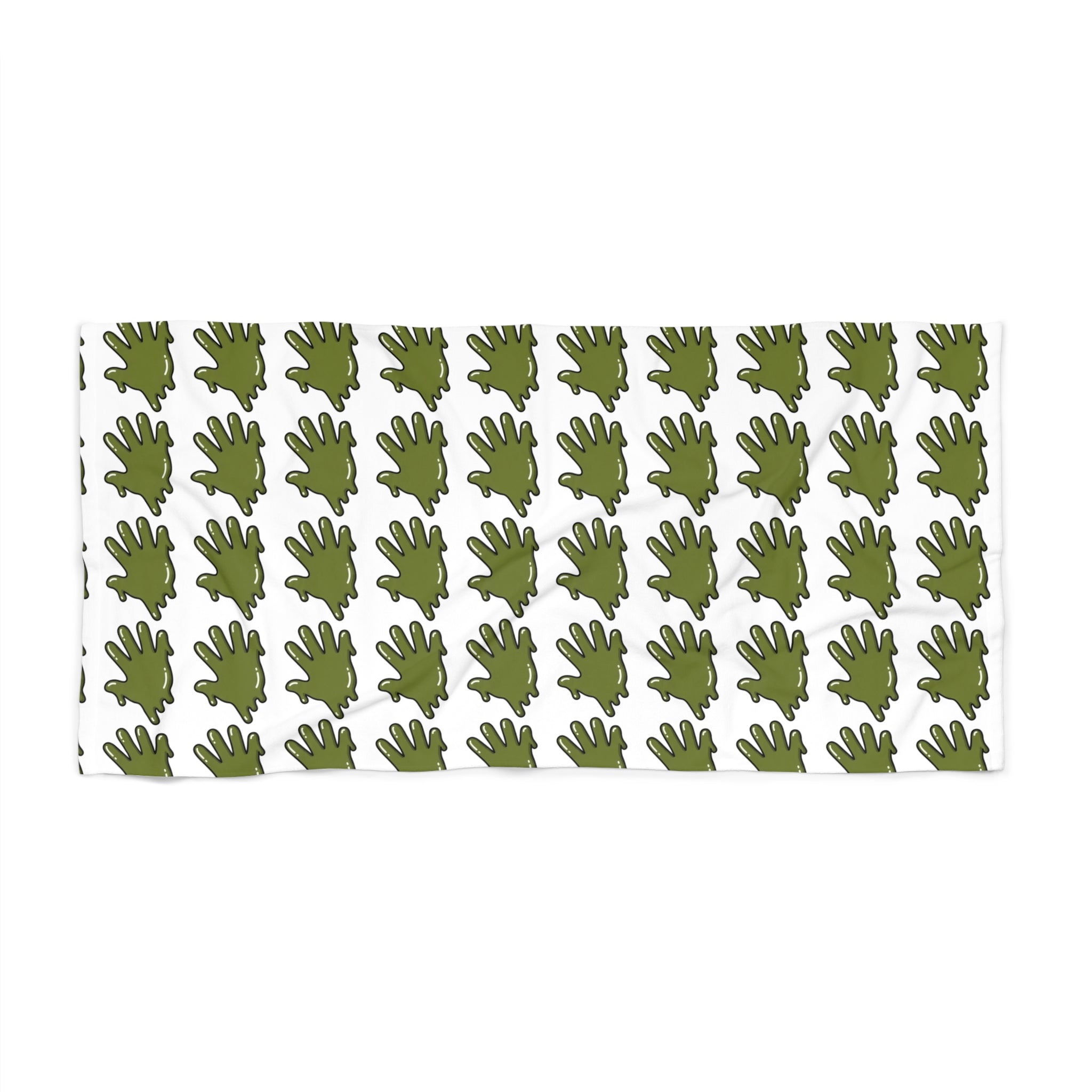 The Slime Shop Beach Towel — White / Olive Slime In 5
