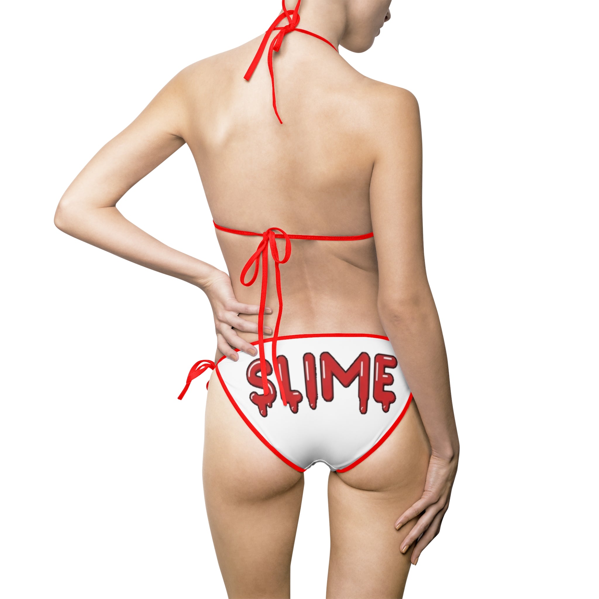 The Slime Shop Women's Bikini Swimsuit — White / Red Slime $ (+ Slime In 5 hand)