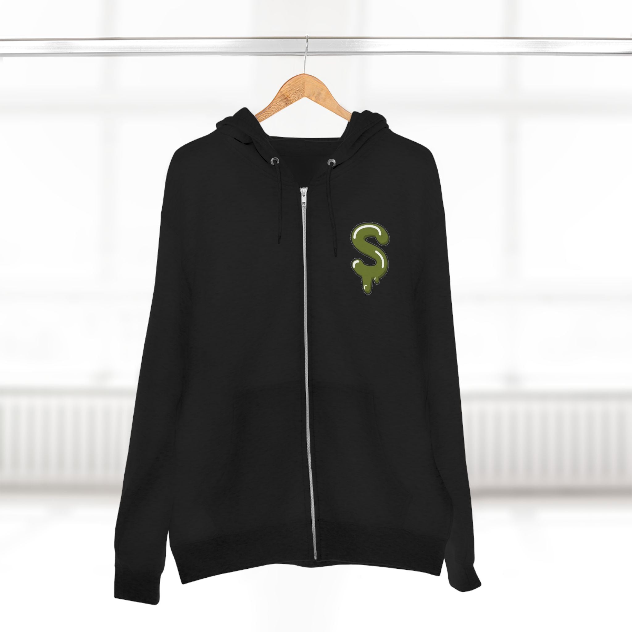 The Slime Shop Zip Hoodie — Heather / Olive Slime-$