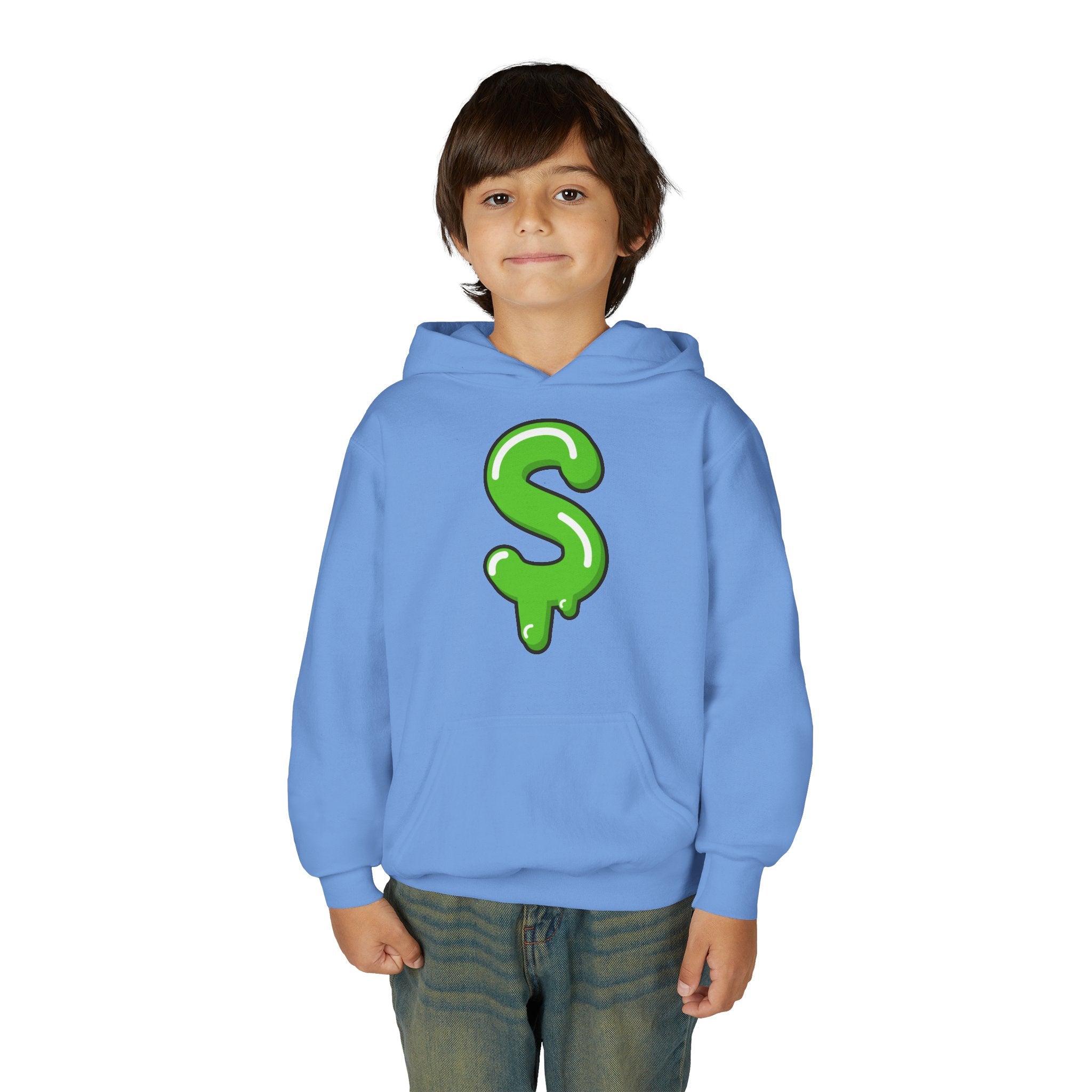 The Slime Shop Youth Hoodie — Carolina Blue / Green Slime $