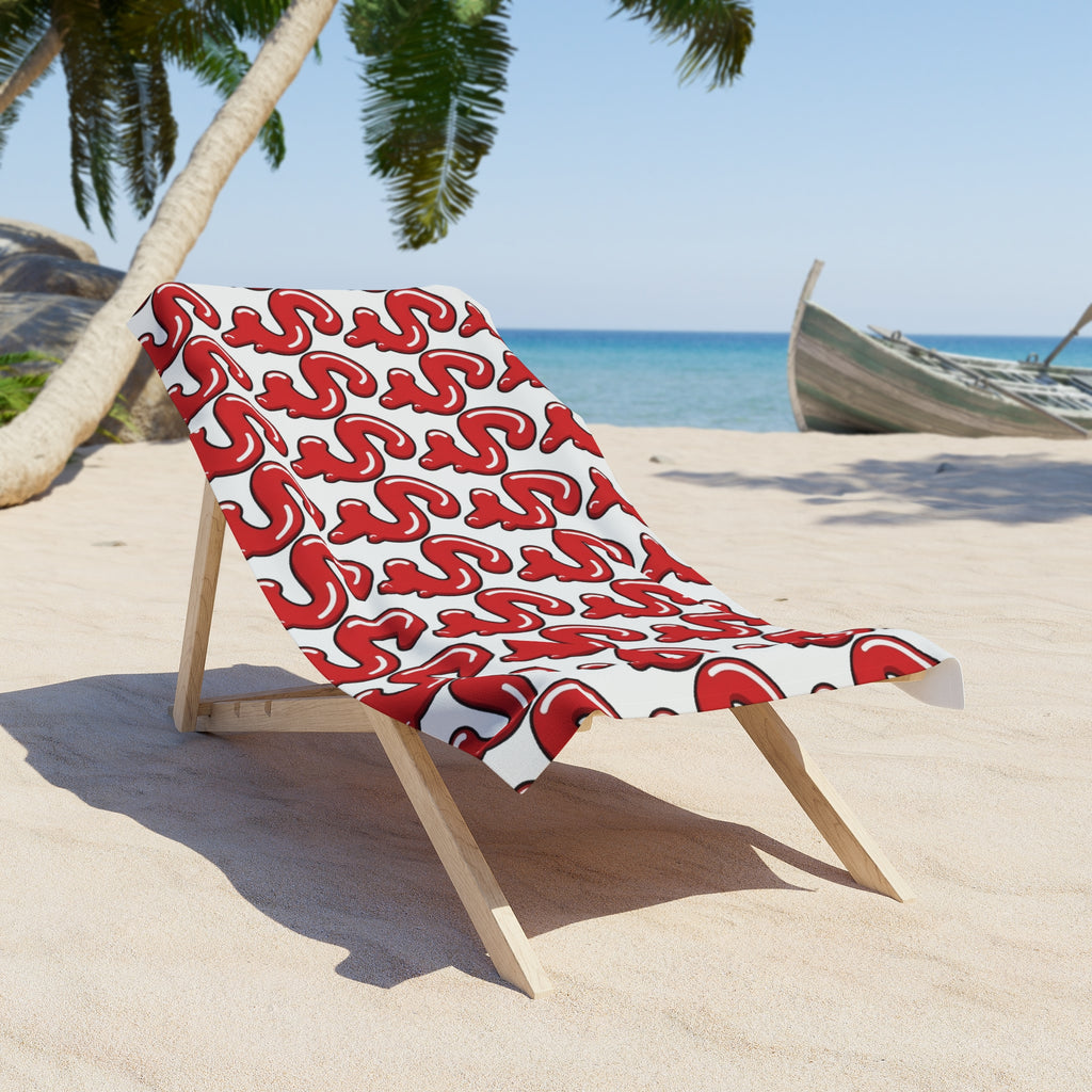 The Slime Shop Beach Towel — White / Red Slime S (AOP)