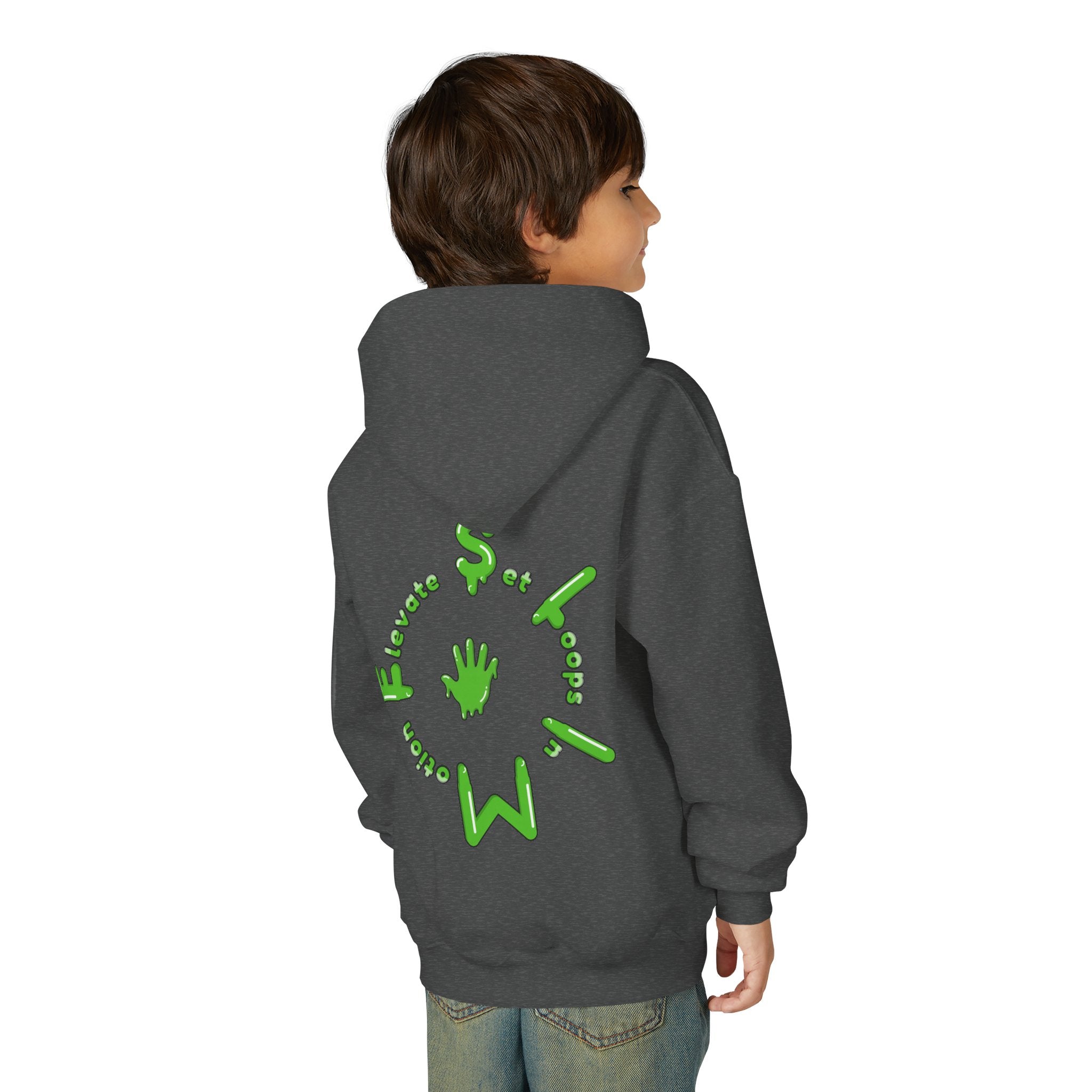 The Slime Shop Youth Hoodie — Carolina Blue / Green Slime $