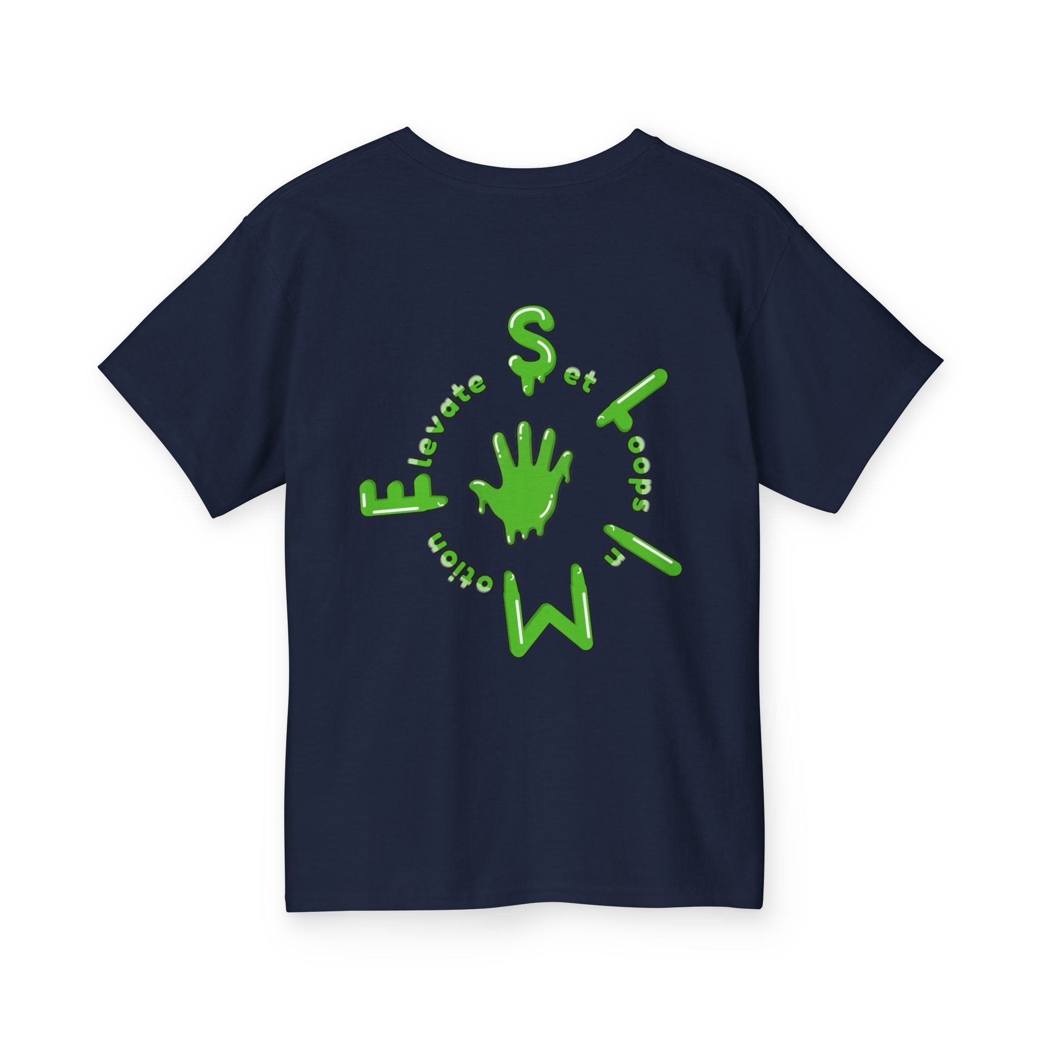 The Slime Shop Youth Tee — Navy / Green Slime Sircle