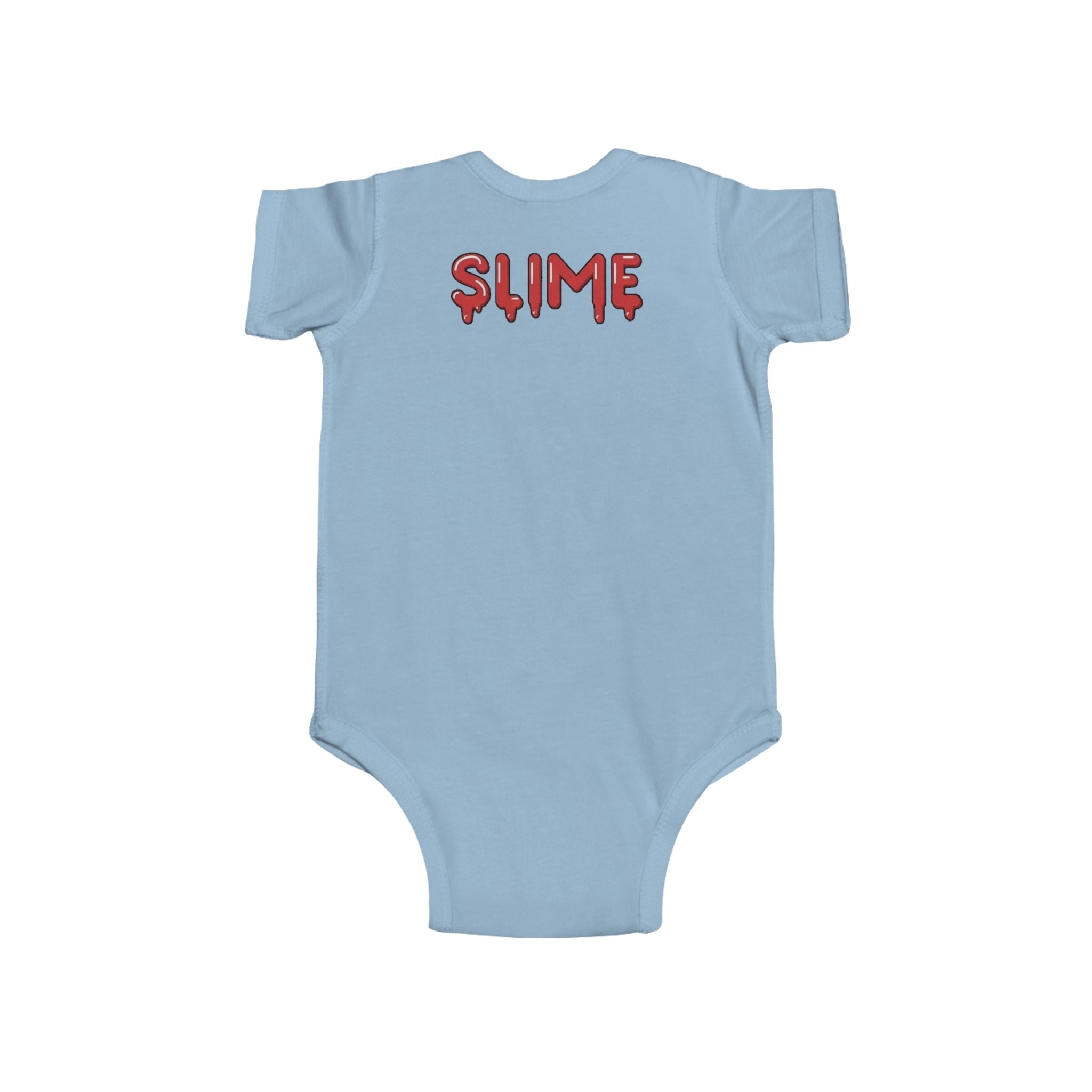 The Slime Shop Infant Fine Jersey Bodysuit — Light Blue / Red Slime In 5