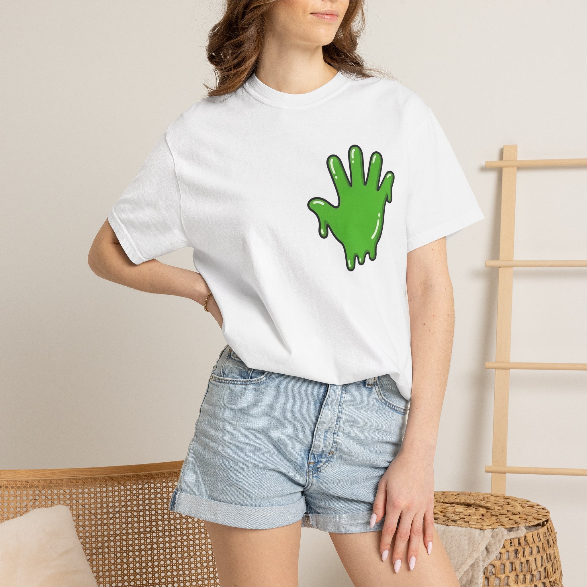 The Slime Shop Signature Tee — White / Green Slime In 5