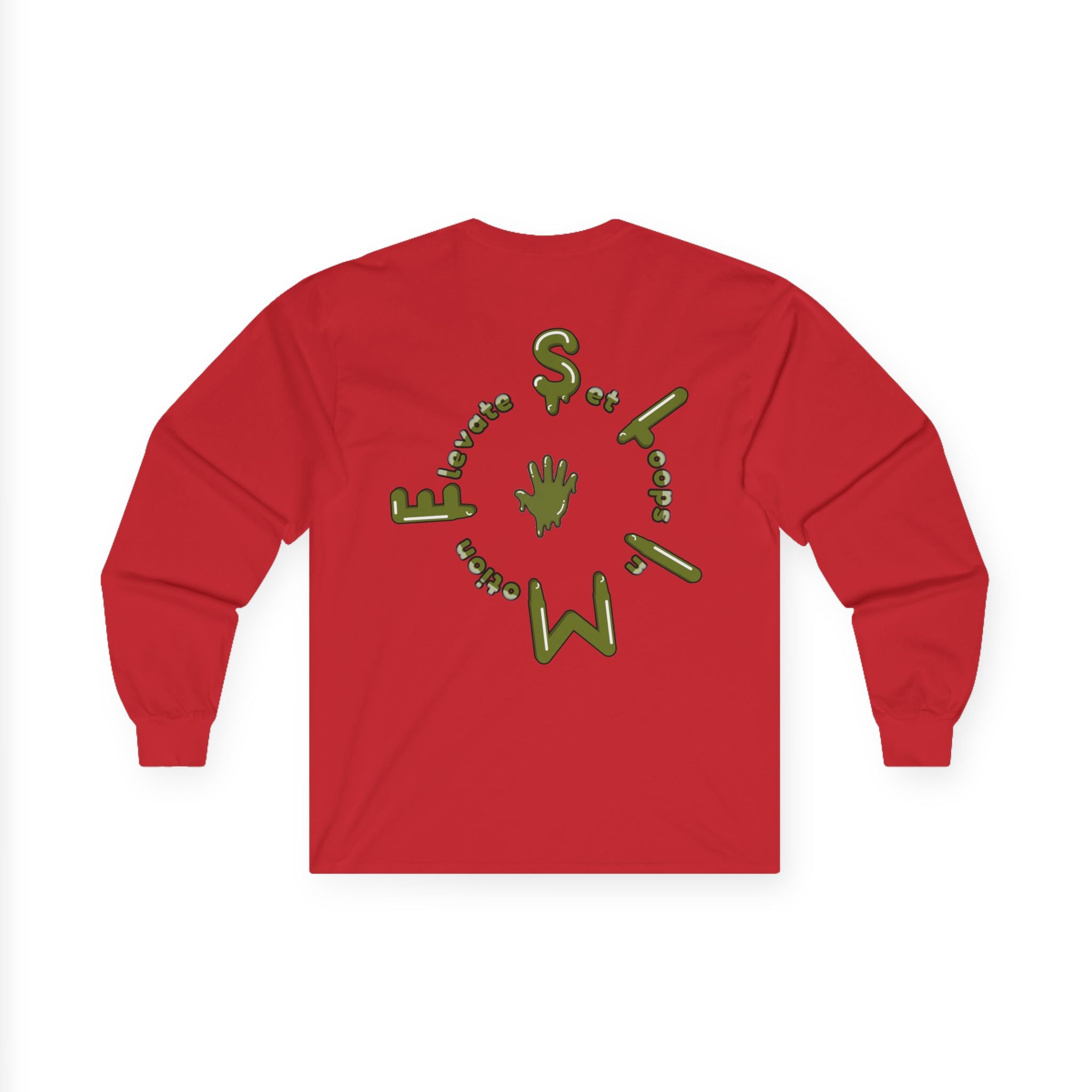 The Slime Shop Ultra Cotton Long-Sleeve Tee — Dark Heather / Olive Slime Sircle