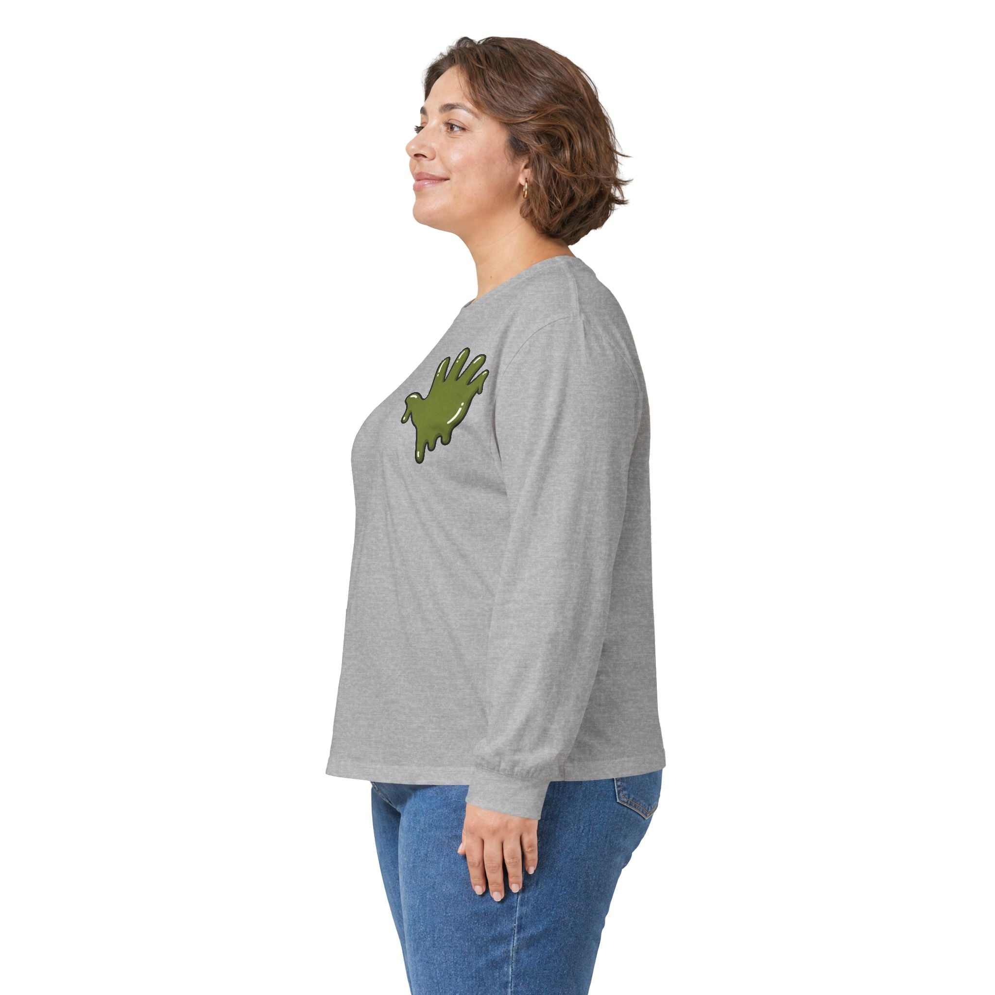 The Slime Shop Ultra Cotton Long-Sleeve — White / Olive Slime In 5