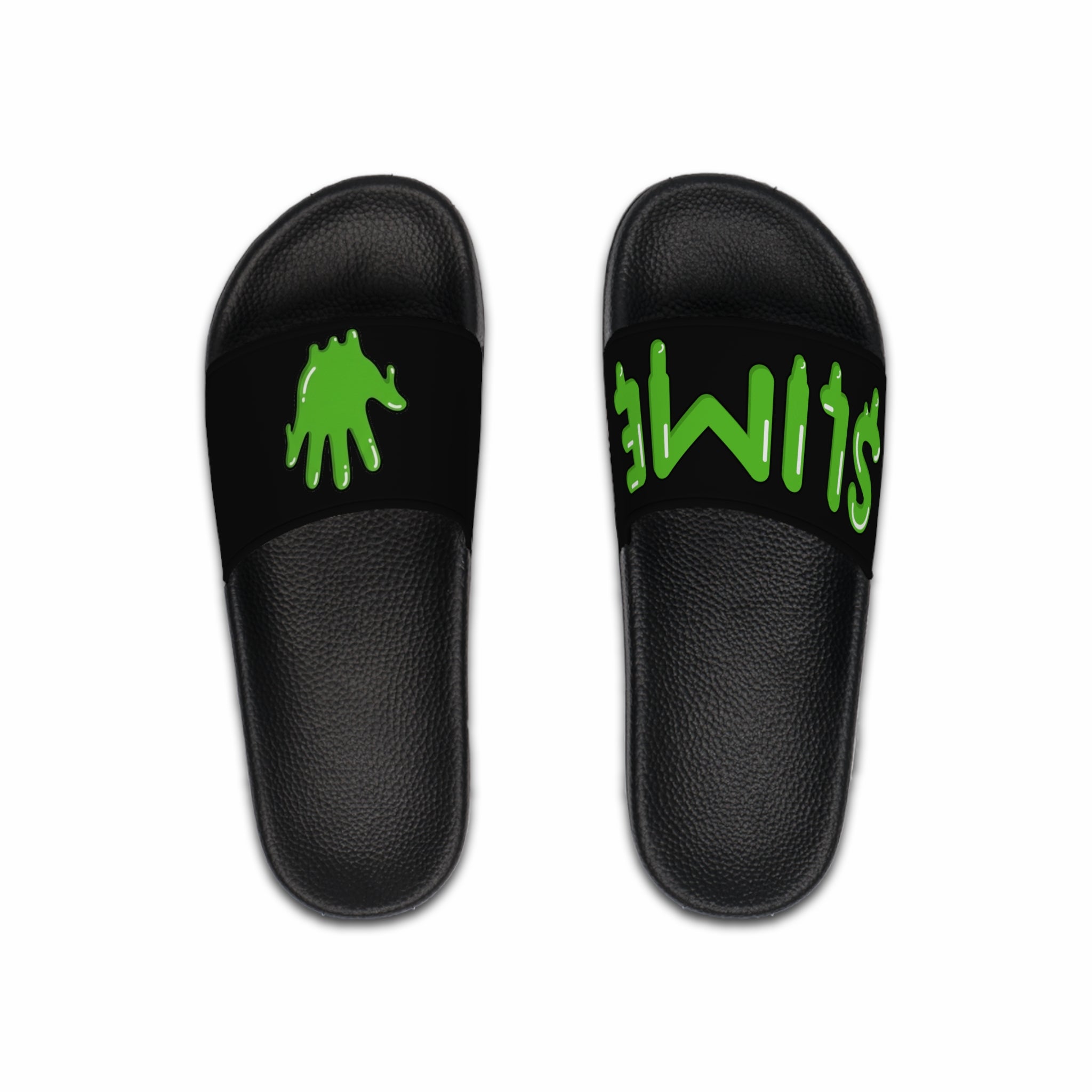 The Slime Shop slides in black with a green five-finger slime hand logo