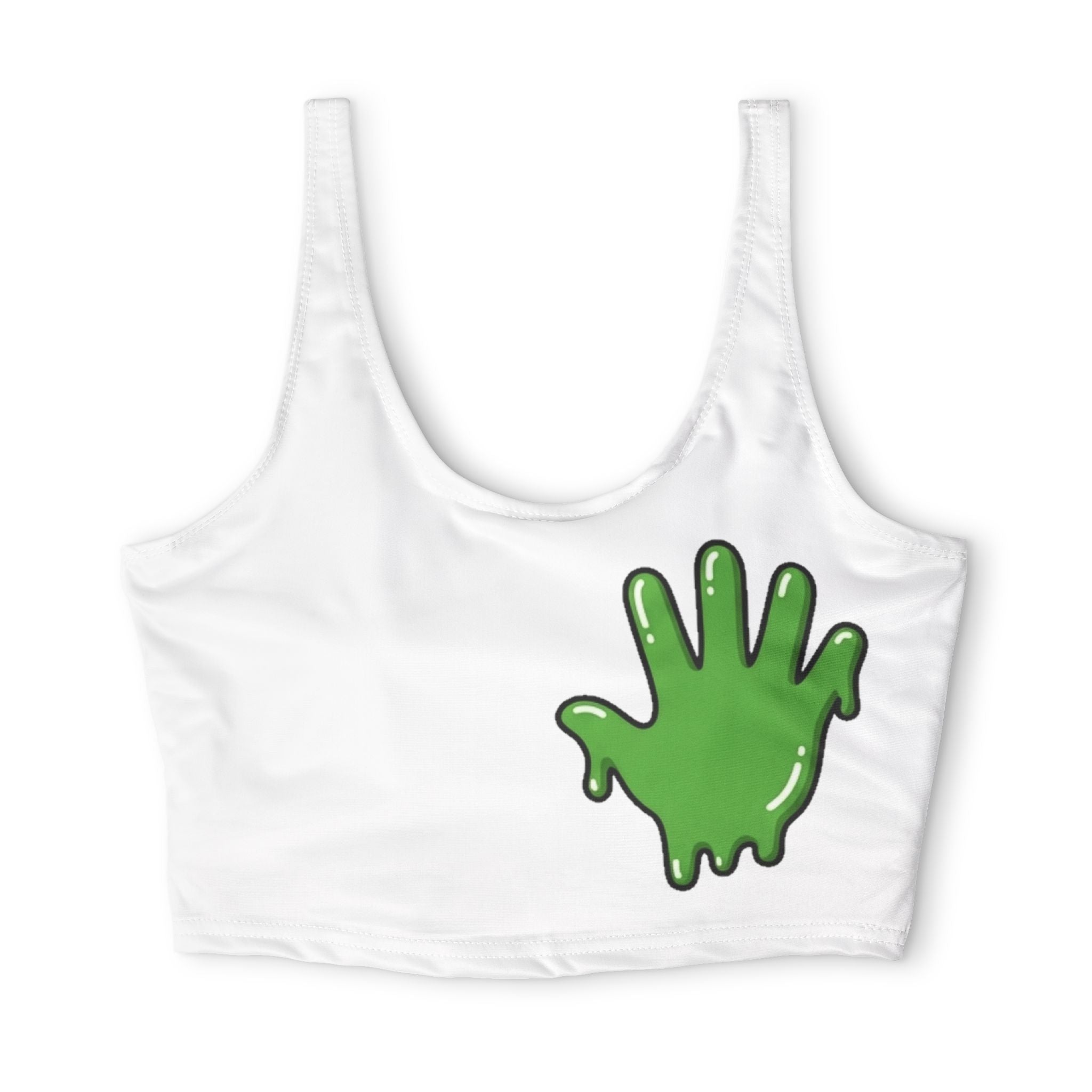 The Slime Shop Polyester Sports Bra — White / Green Slime In 5