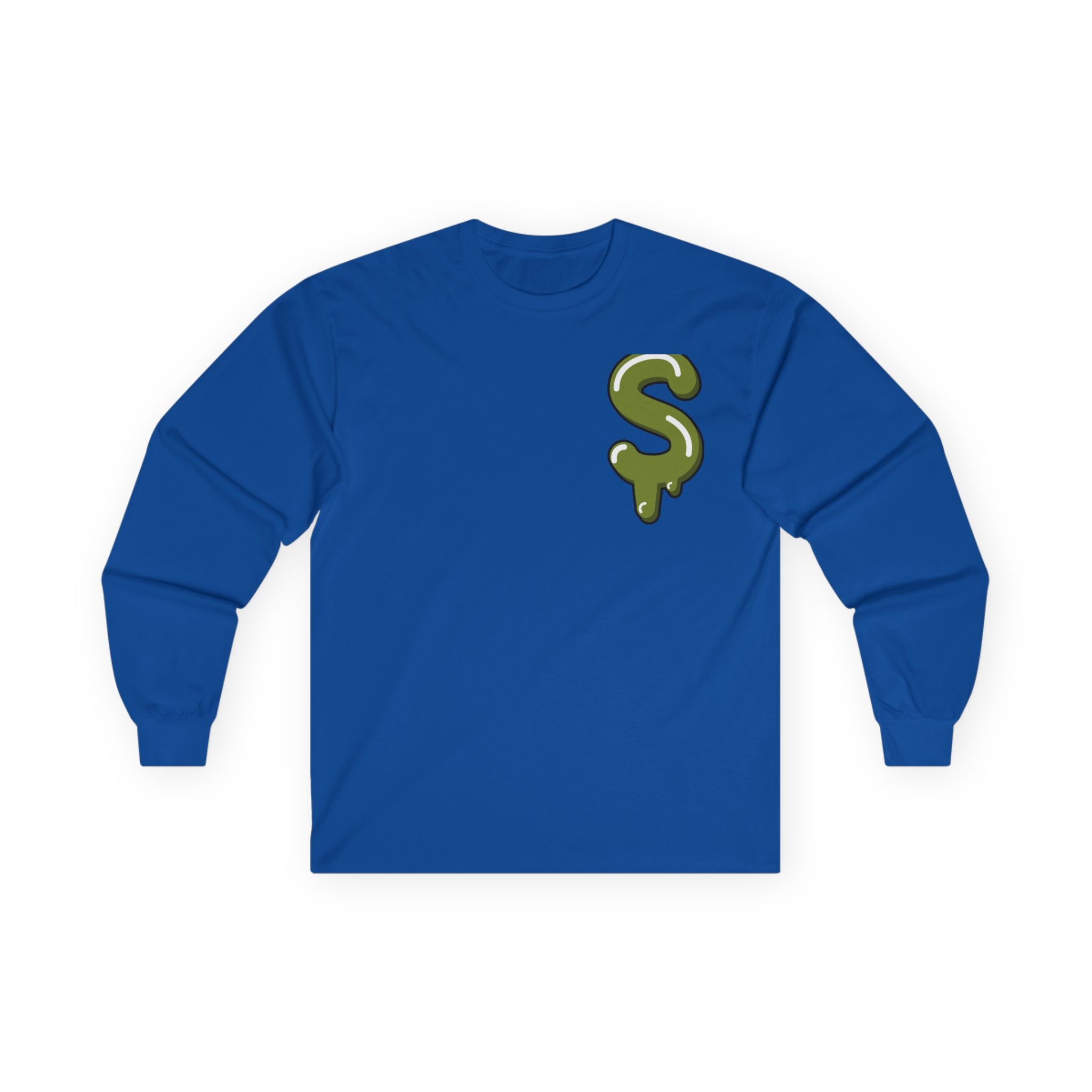 The Slime Shop Ultra Cotton Long-Sleeve — White / Olive Slime-$