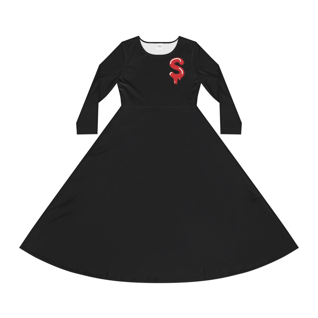The Slime Shop Women's Long Sleeve Dance Dress — Black / Red Slime $