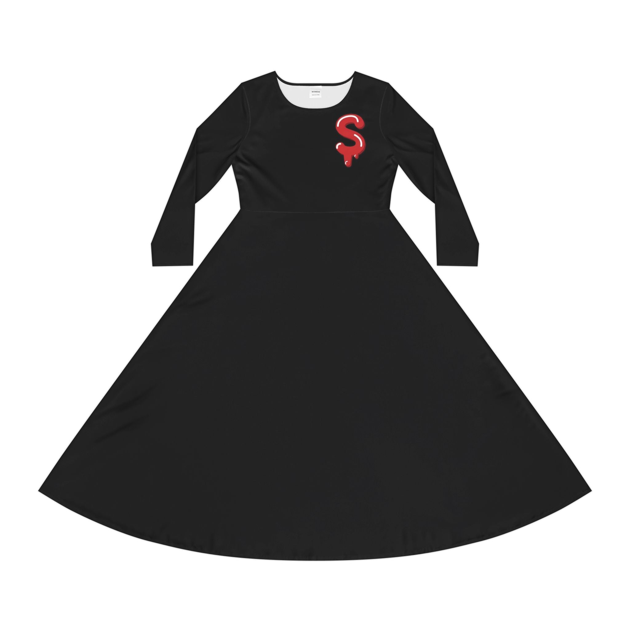 The Slime Shop Women's Long Sleeve Dance Dress — Black / Red Slime $