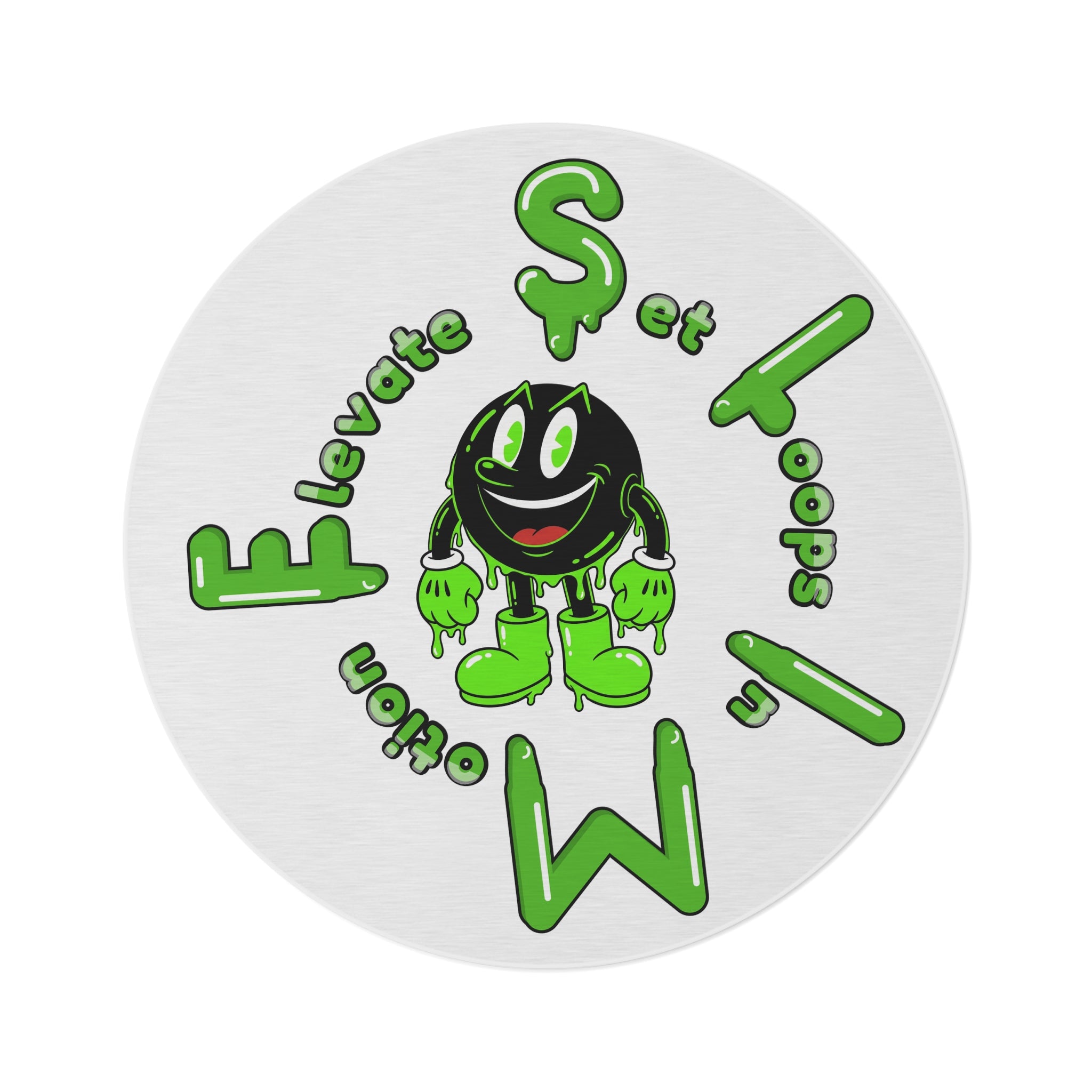 The Slime Shop Round Rug — Slimeman & Ring (Green)