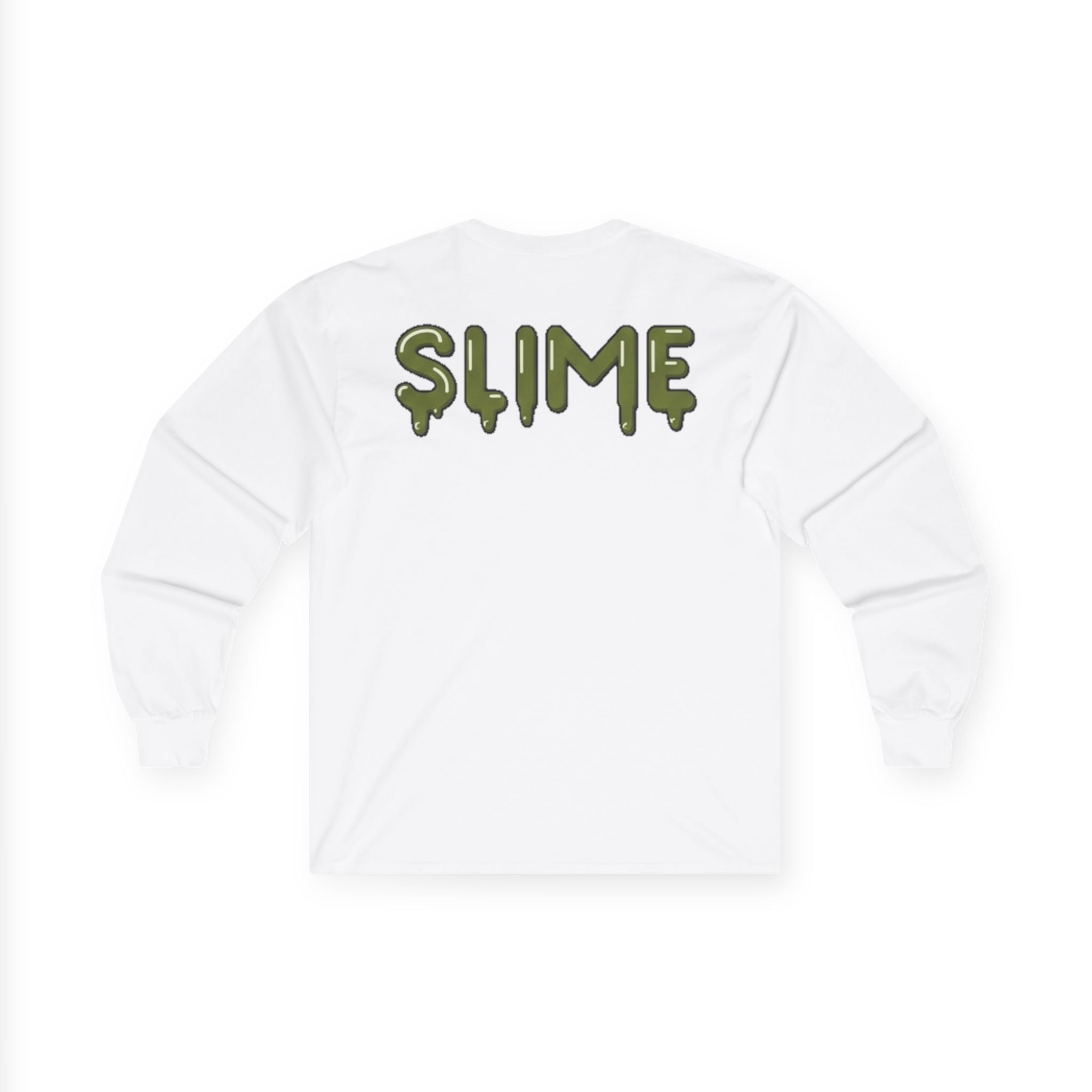 The Slime Shop Ultra Cotton Long-Sleeve — White / Olive Slime-$