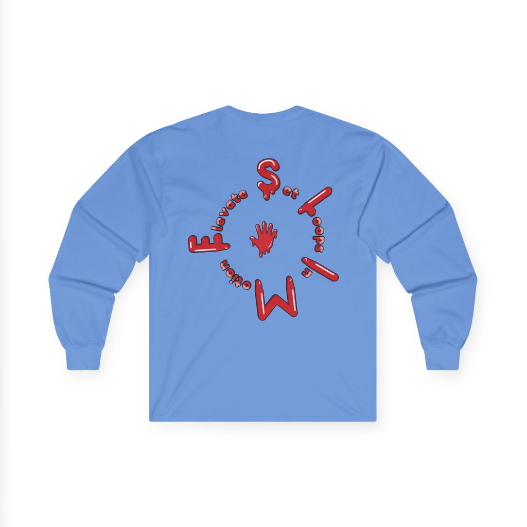 The Slime Shop Ultra Cotton Long-Sleeve Tee — Royal Blue / Red Slime Sircle